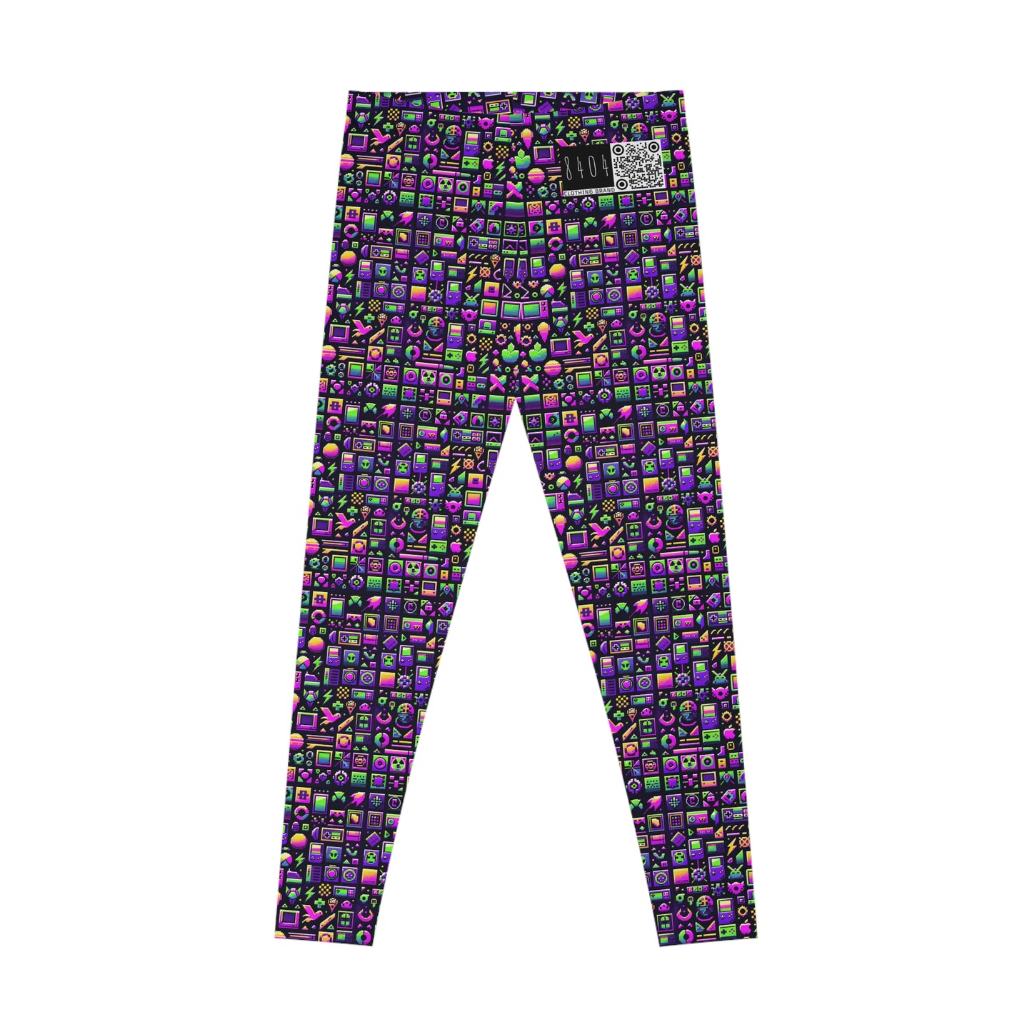Digital Nostalgia Remix Modern Vintage Fusion Stretch Leggings - 8404 Design-49