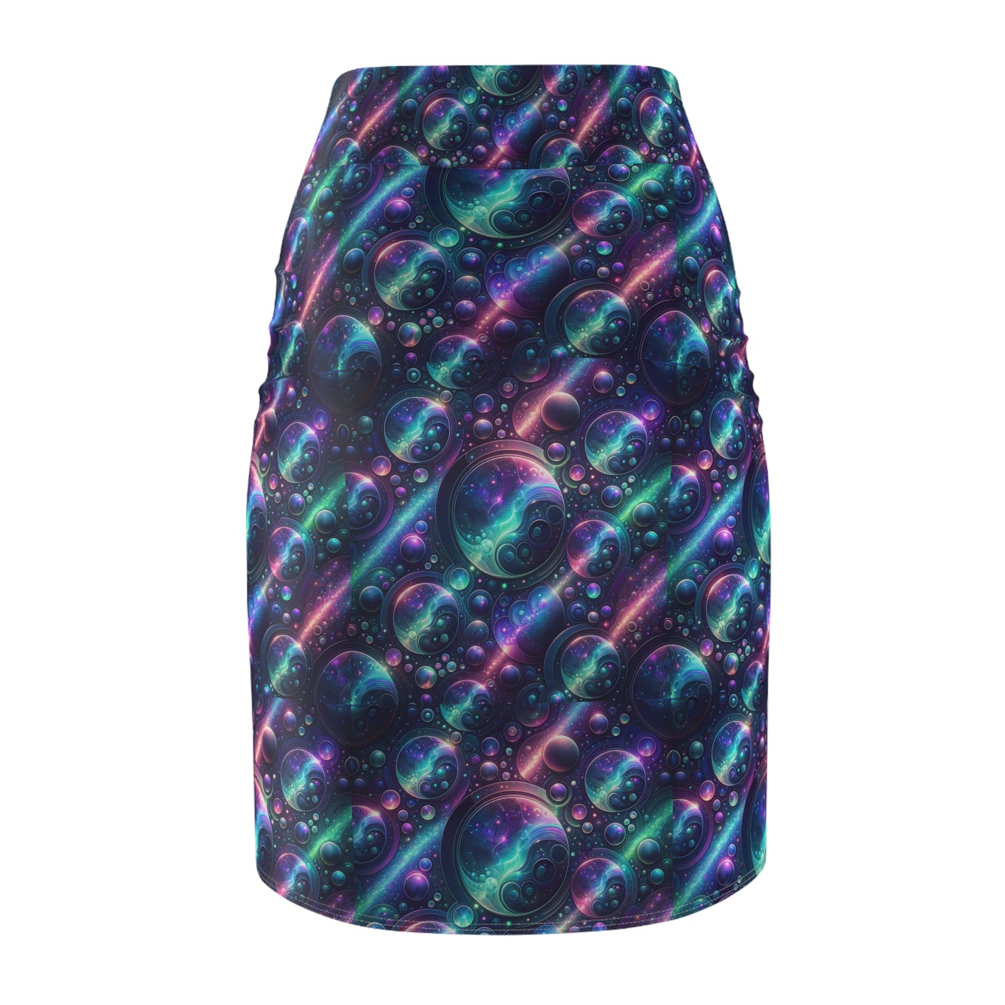 Iridescent Tech Fusion Tech-Forward Streetwear Women's Pencil Skirt - 8404 Design-51