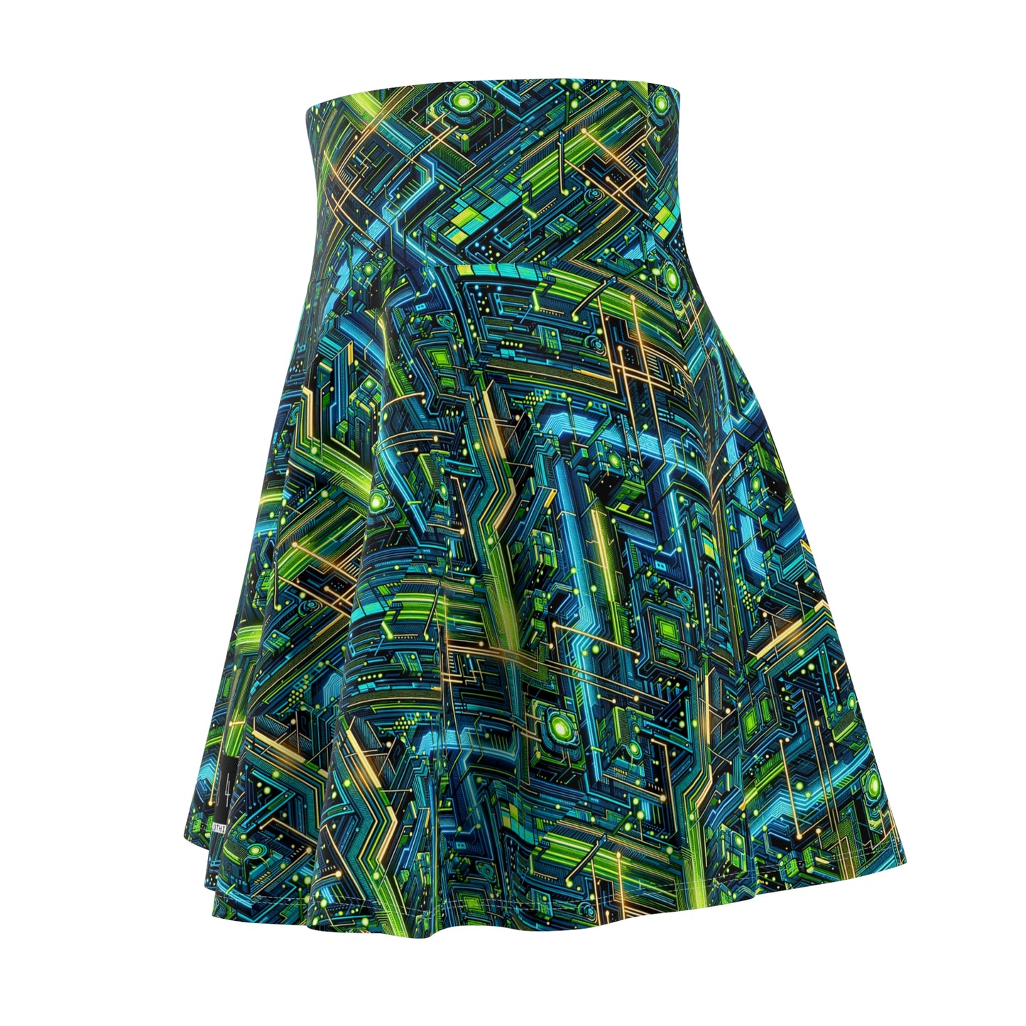 Tech-Infused Neon Tech-Forward Streetwear Women's Skater Skirt - 8404 Design-54