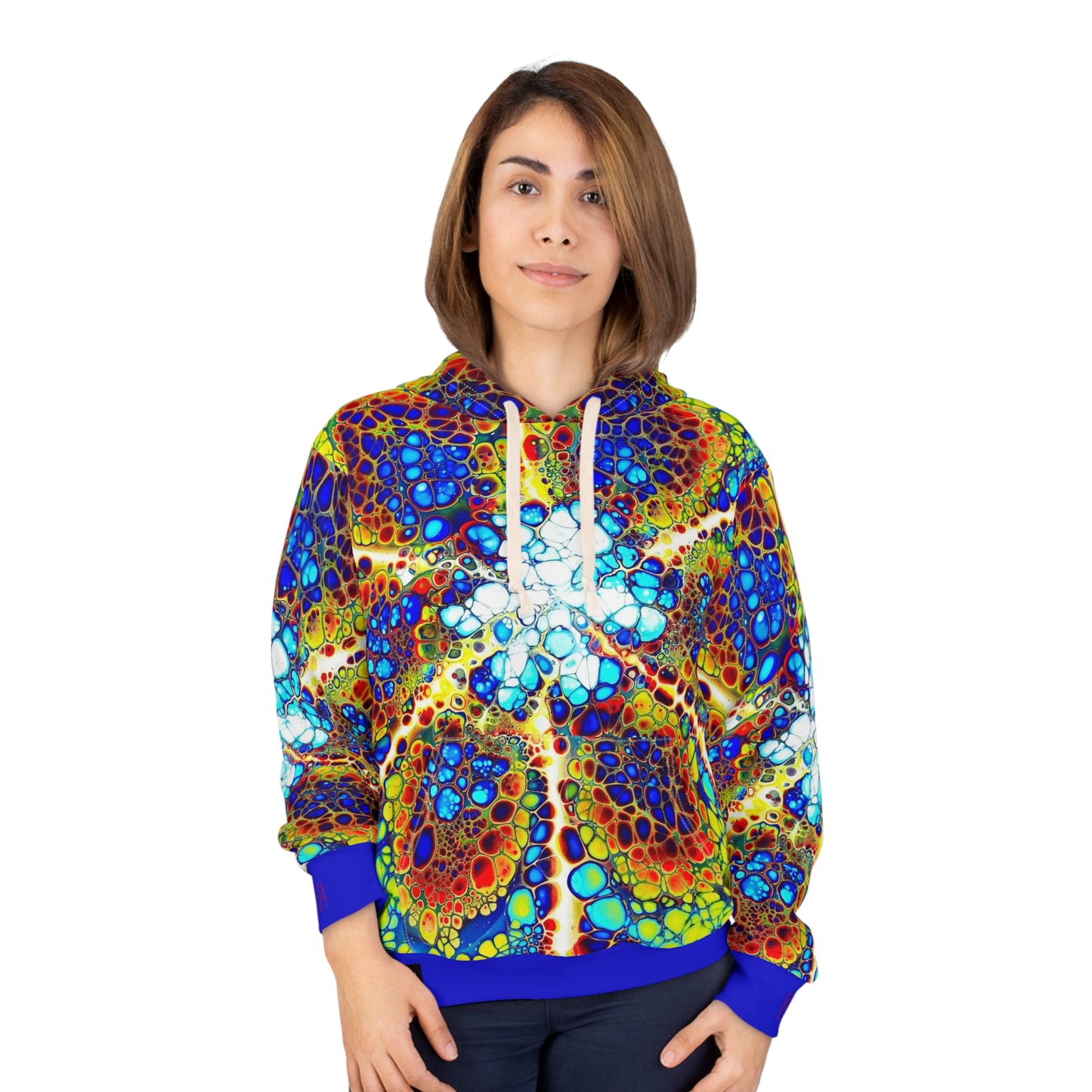 8404's Unisex Adult "fusion Flower in Blue" Fashion Pullover Hoodie