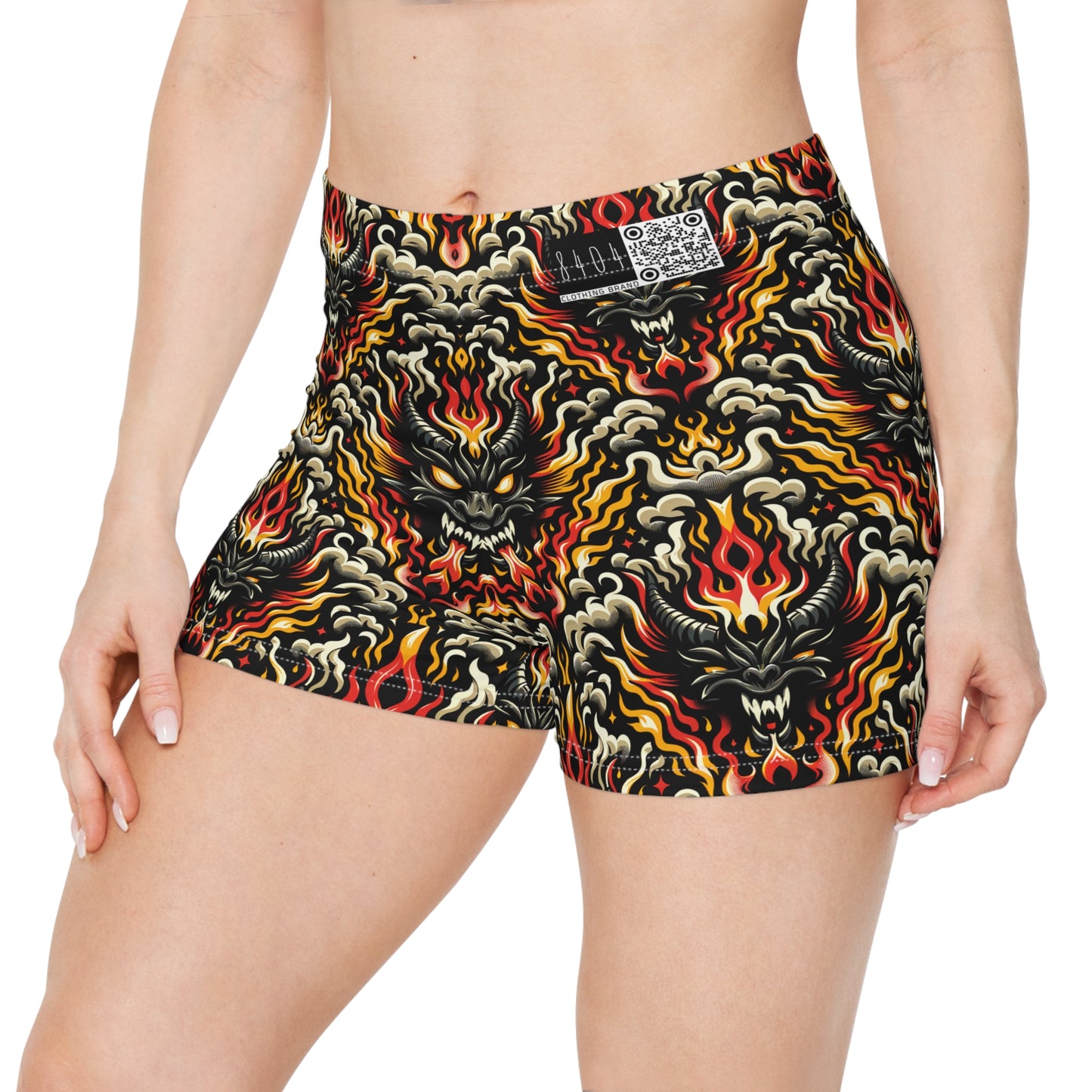Flame Graphics Maximalist Streetwear Women's Shorts - 8404 Design-59