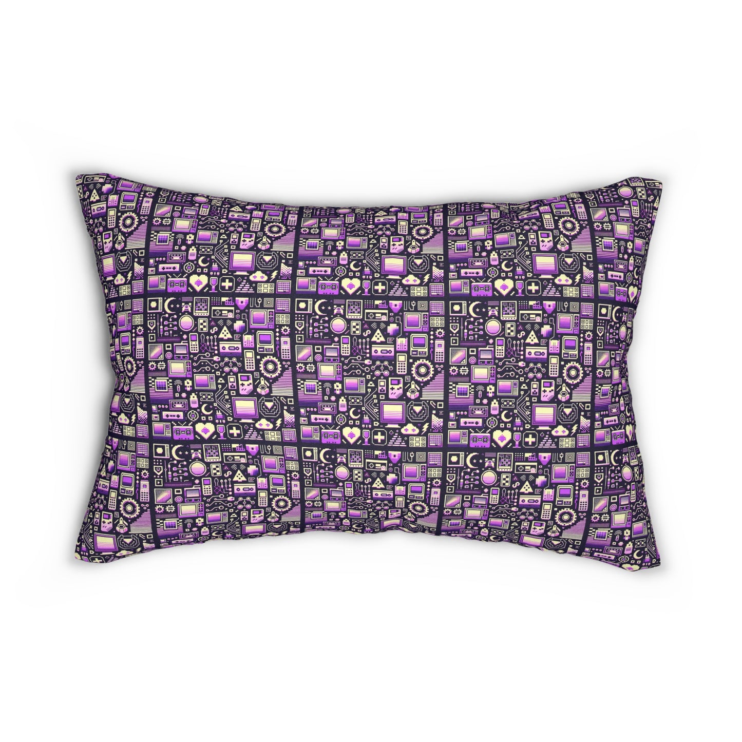 Digital Nostalgia Remix Modern Vintage Fusion Spun Polyester Lumbar Pillow - 8404 Design-54 S