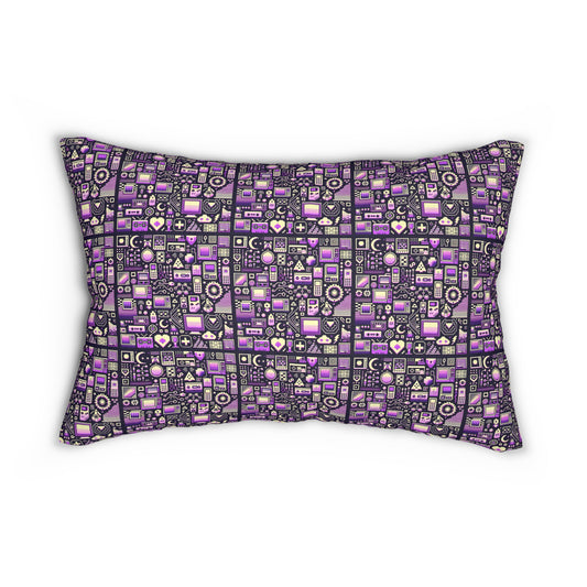Digital Nostalgia Remix Modern Vintage Fusion Spun Polyester Lumbar Pillow - 8404 Design-54 S