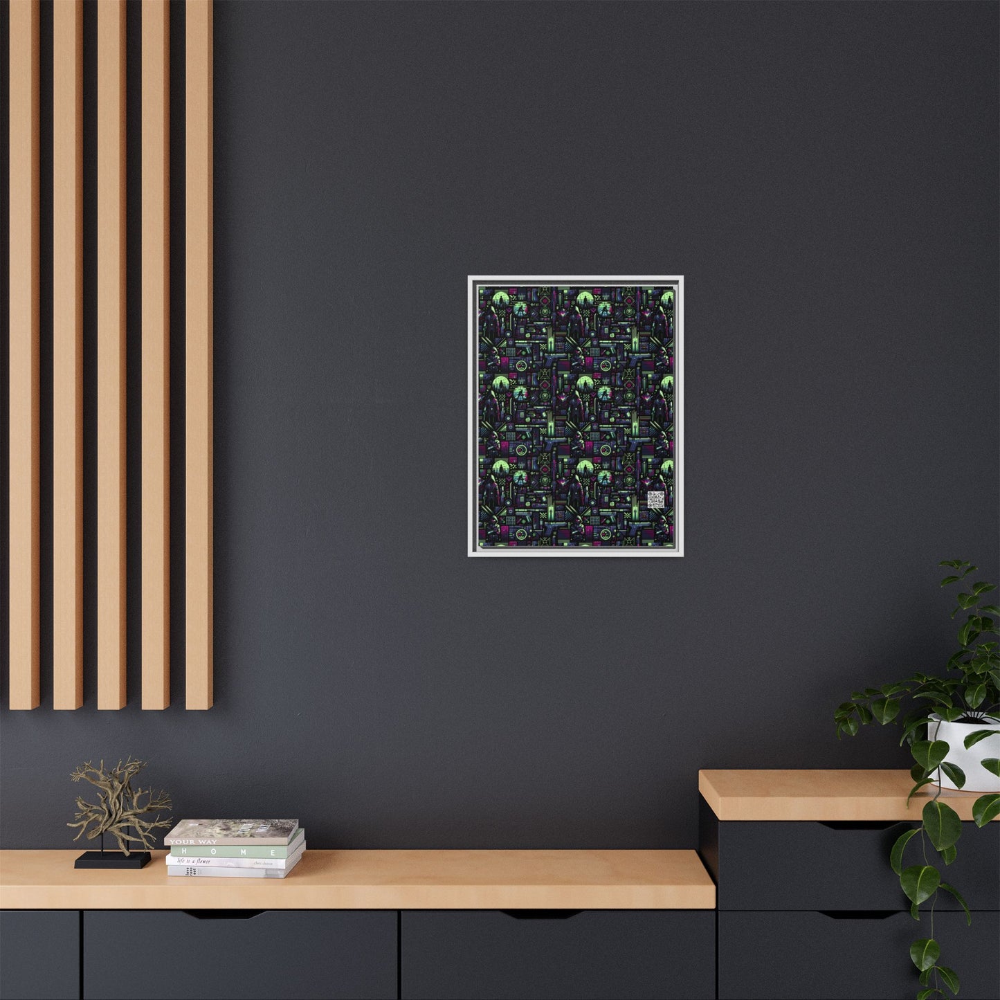 Tech Noir Futuristic Cyberpunk Matte Canvas, Framed (multi-Color) - 8404 Design-63 A