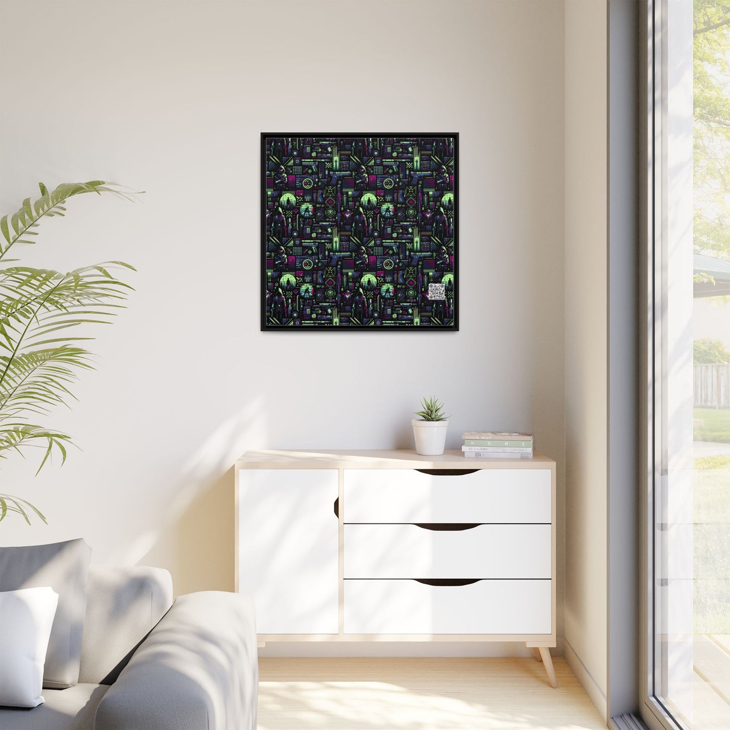 Tech Noir Futuristic Cyberpunk Matte Canvas, Framed (multi-Color) - 8404 Design-63 A