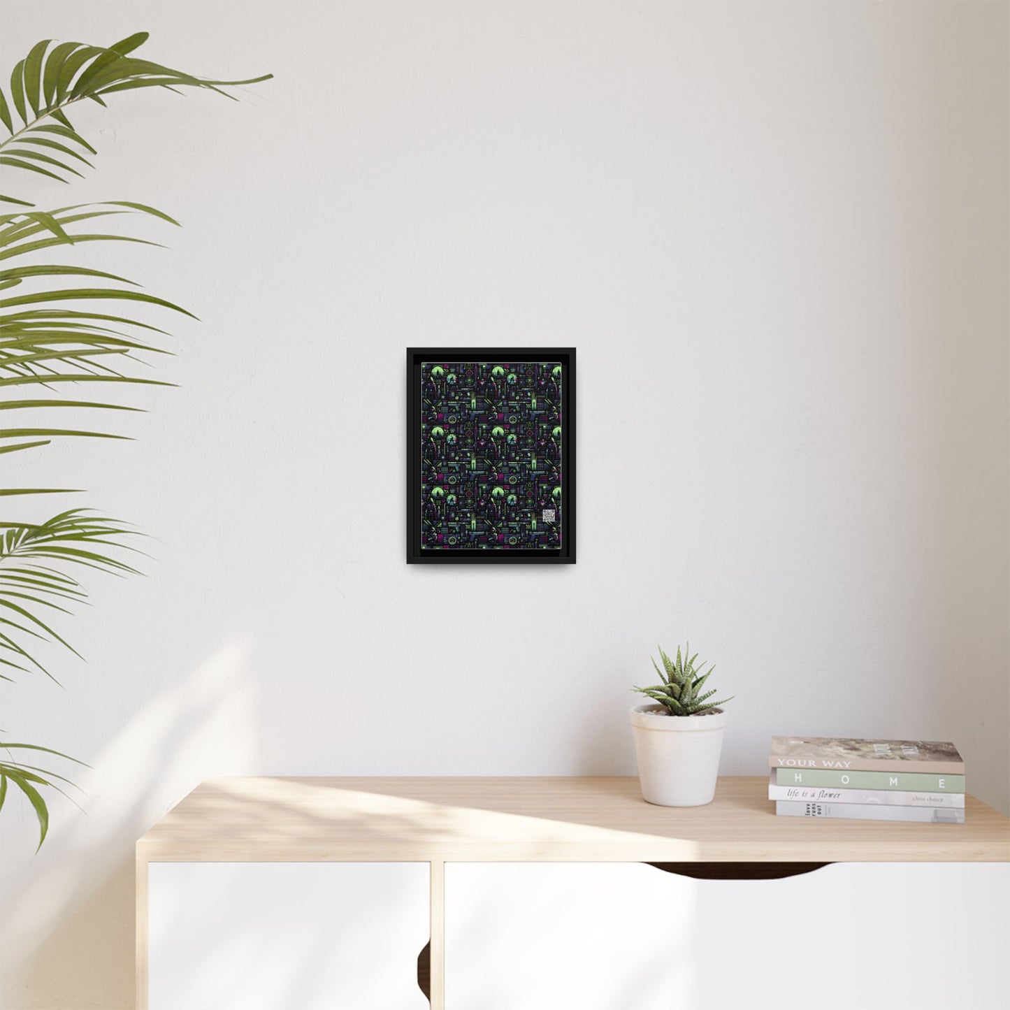 Tech Noir Futuristic Cyberpunk Matte Canvas, Framed (multi-Color) - 8404 Design-63 A
