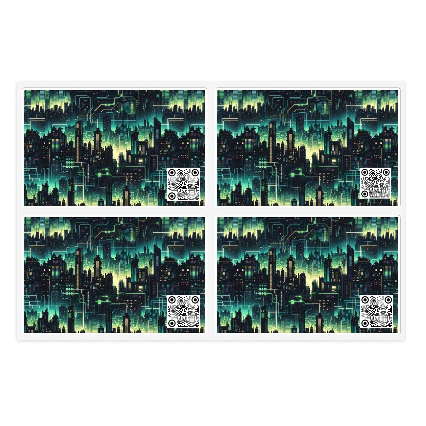 Tech Noir Aesthetics Tech-Forward Urban Dystopia Sticker Sheets - 8404 Design-72
