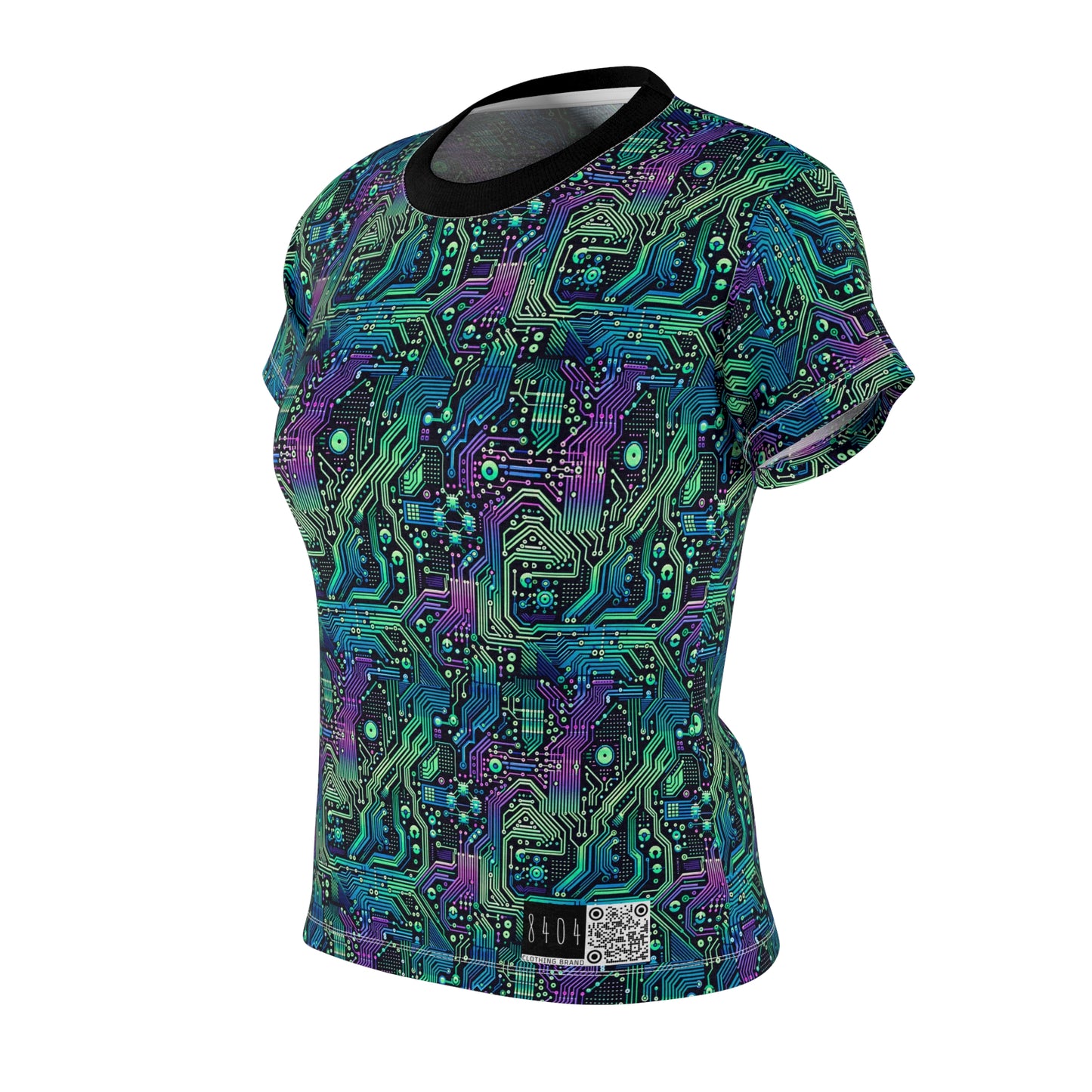 Tech-Infused Neon Tech-Forward Streetwear Women's Cut & Sew Tee - 8404 Design-66
