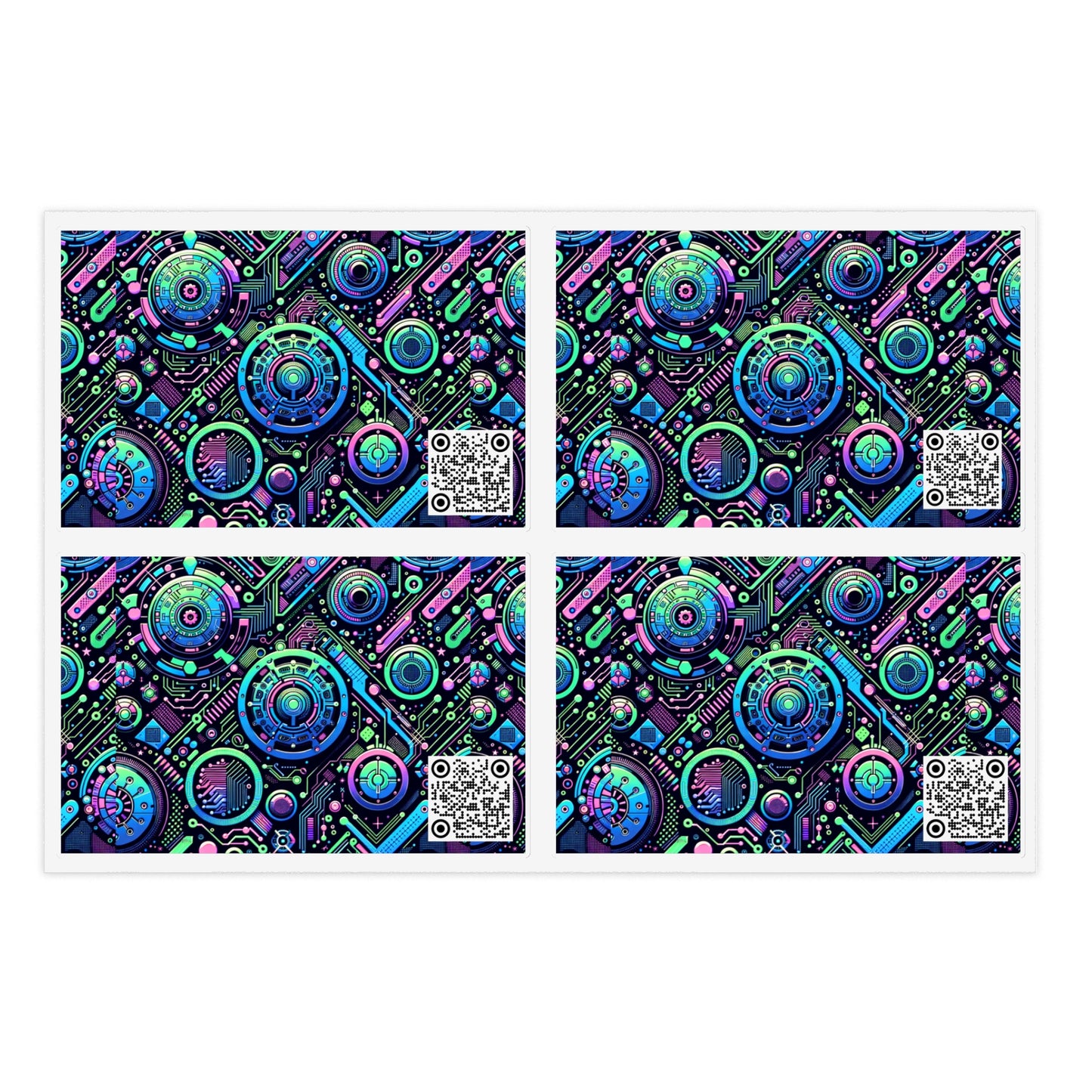 Tech-Infused Neon Tech-Forward Streetwear Sticker Sheets - 8404 Design-31