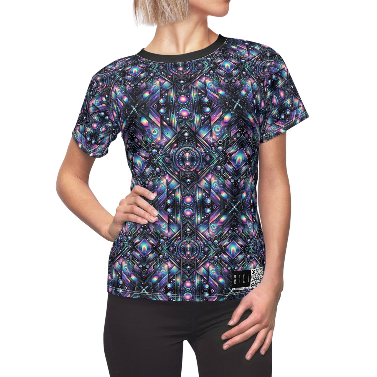 Galactic Hues Tech-Forward Cosmic Fusion Women's Cut & Sew Tee - 8404 Design-58