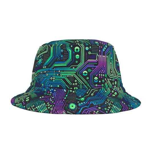 Tech-Infused Neon Tech-Forward Streetwear Bucket Hat - 8404 Design-66