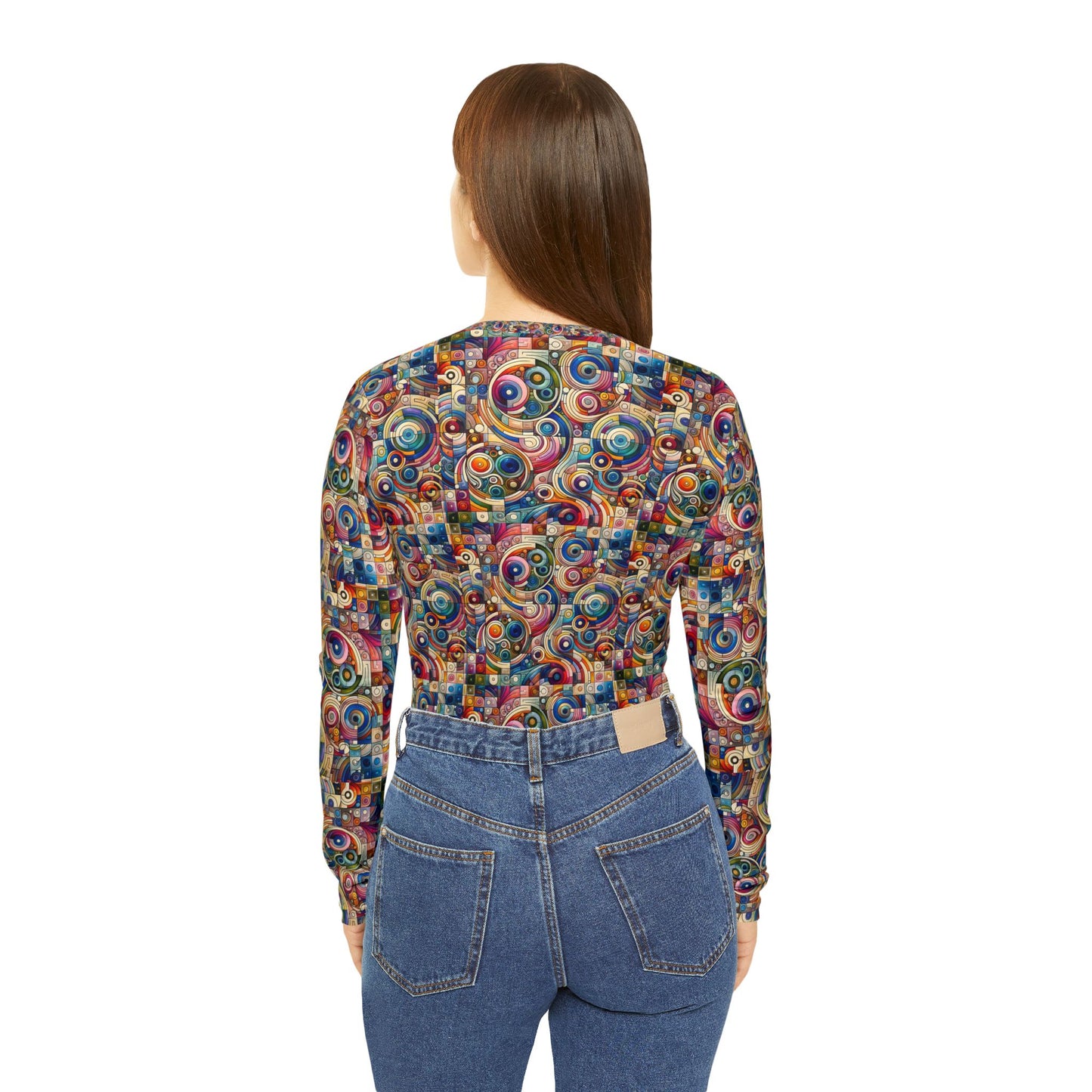 Digital Artistic Expression Artistic Streetwear Women's Long Sleeve V-Neck Shirt - 8404 Design-49