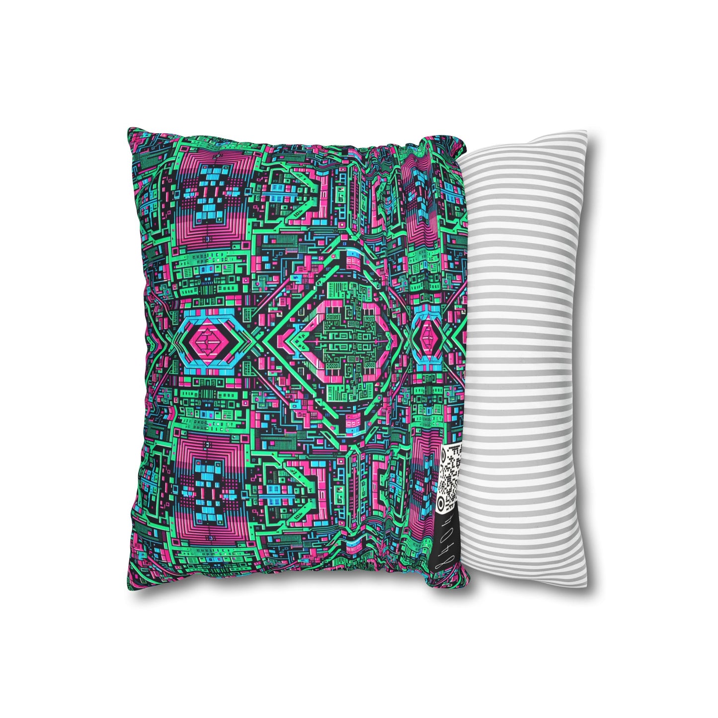Digital Glitch Vibes Tech-Inspired Streetwear Faux Suede Square Pillowcase - 8404 Design-71