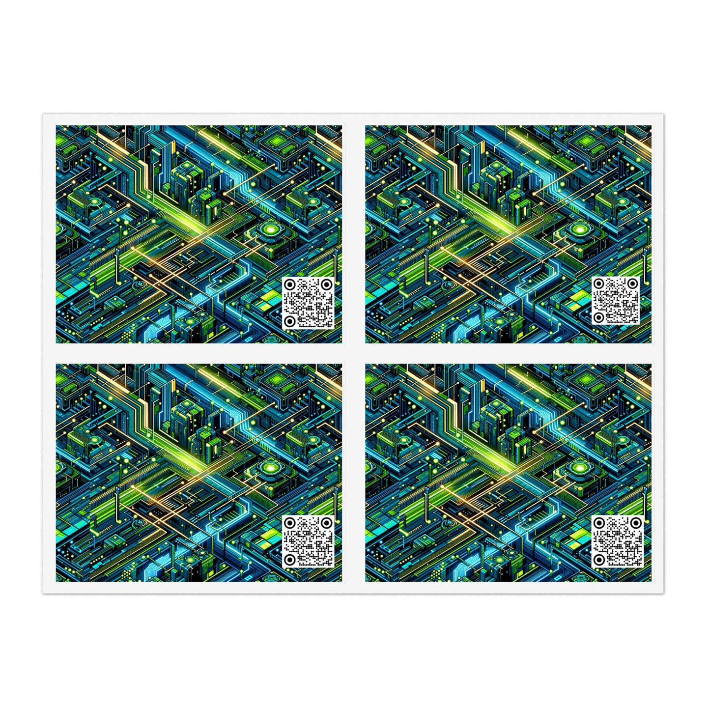 Tech-Infused Neon Tech-Forward Streetwear Sticker Sheets - 8404 Design-54