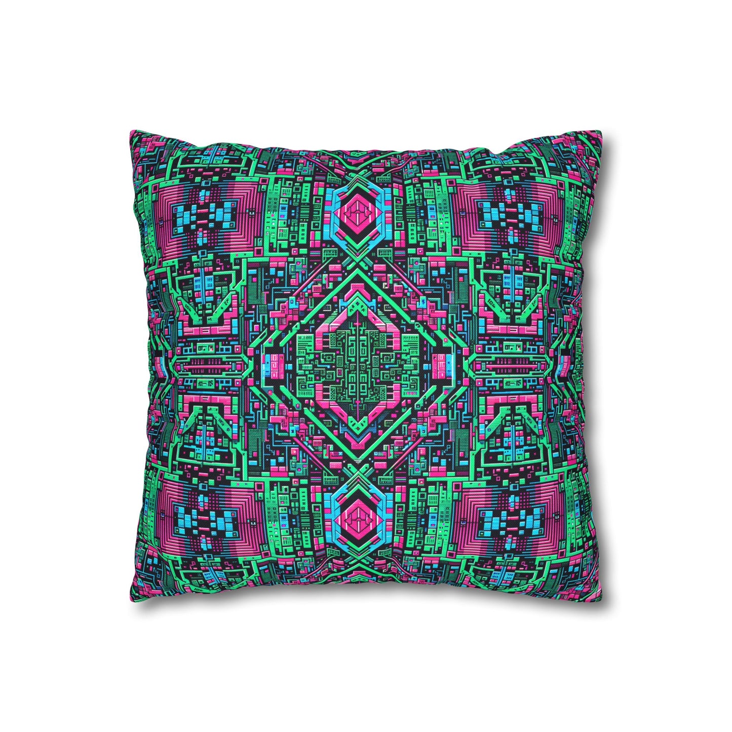 Digital Glitch Vibes Tech-Inspired Streetwear Spun Polyester Square Pillowcase - 8404 Design-71