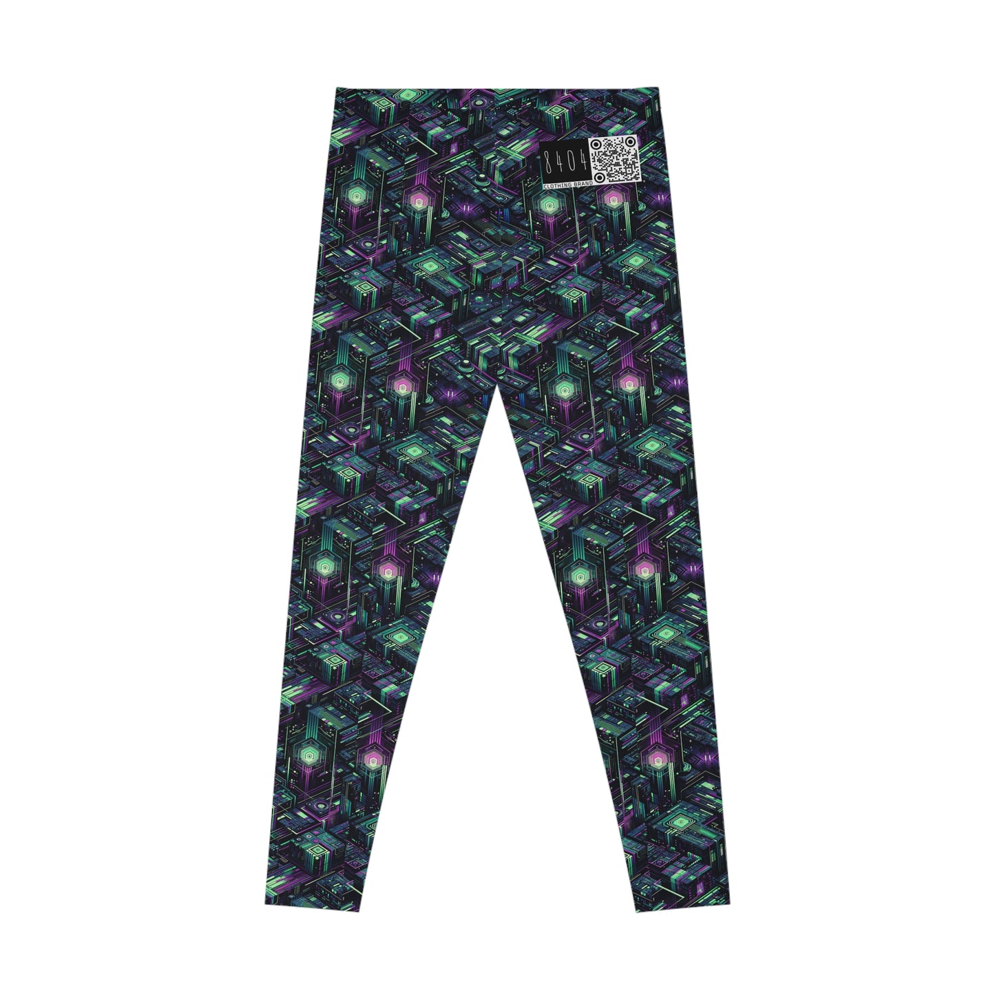 Tech Noir Aesthetics Tech-Forward Urban Dystopia Stretch Leggings - 8404 Design-43