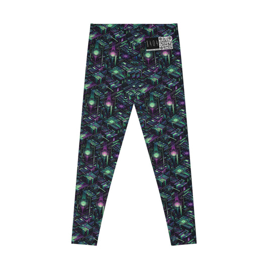 Tech Noir Aesthetics Tech-Forward Urban Dystopia Stretch Leggings - 8404 Design-43