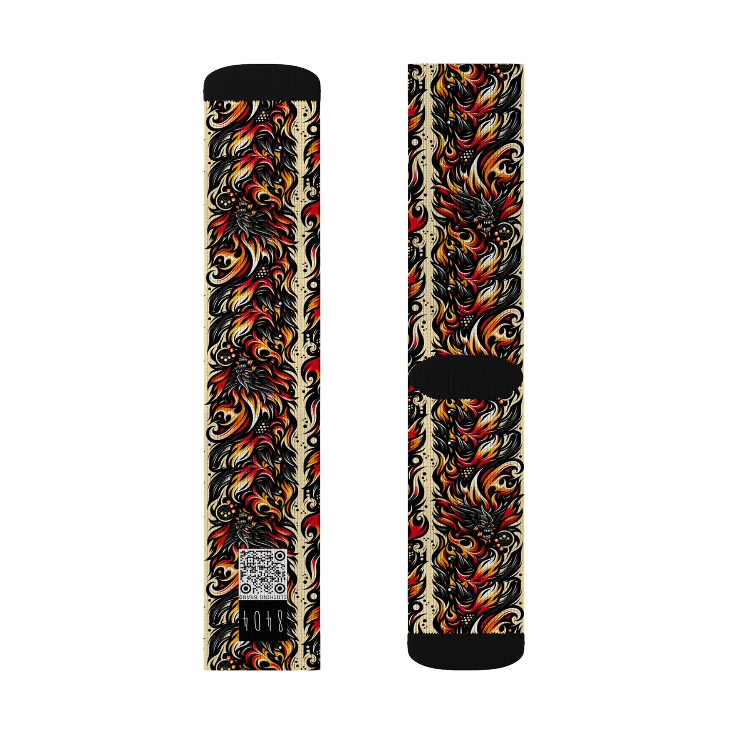 Flame Graphics Maximalist Streetwear Sublimation Socks - 8404 Design-65