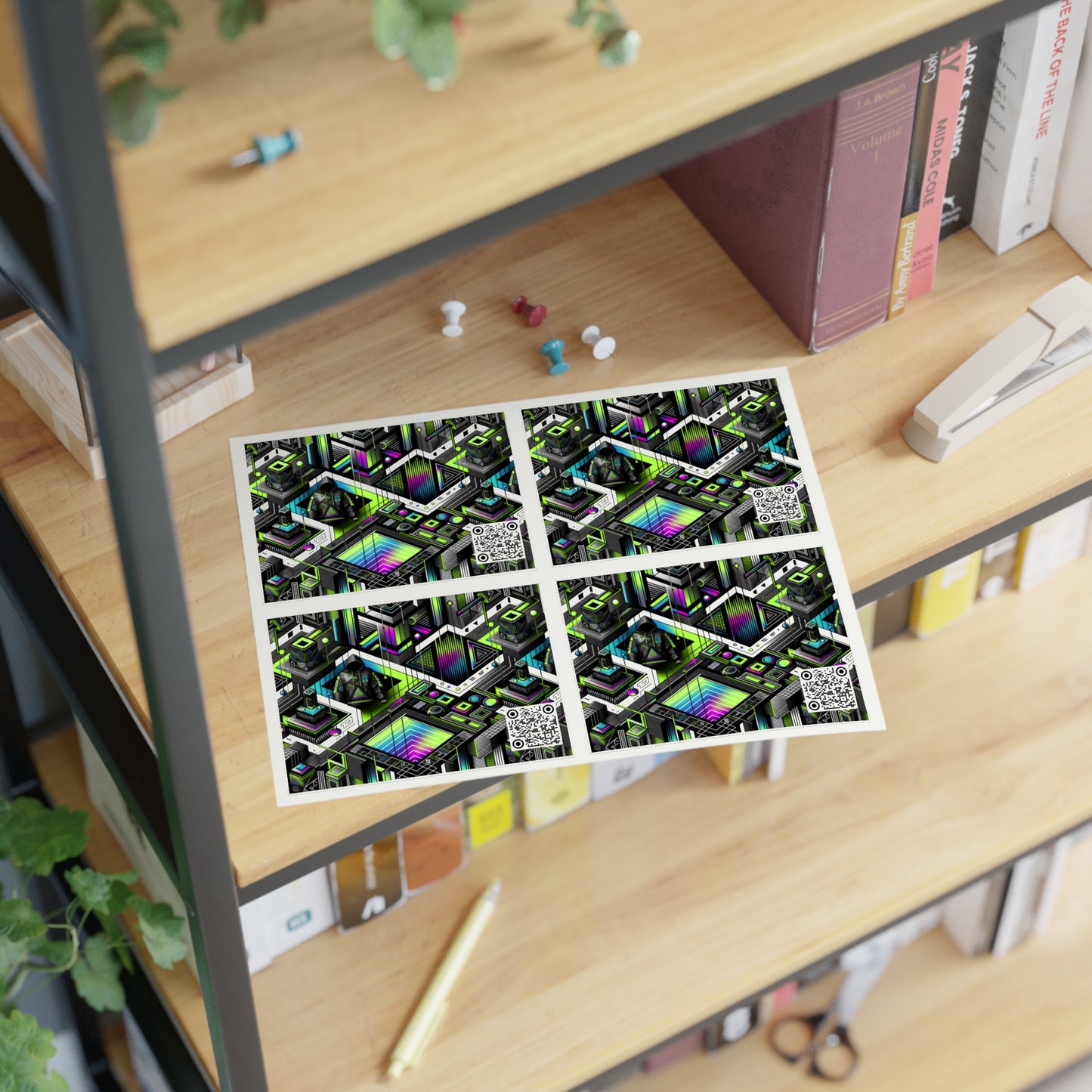 Retro Futurism Graphics Tech-Forward Streetwear Sticker Sheets - 8404 Design-52