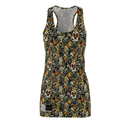 Digital Punk Futuristic Grunge Women's Cut & Sew Racerback Dress - 8404 Design-49