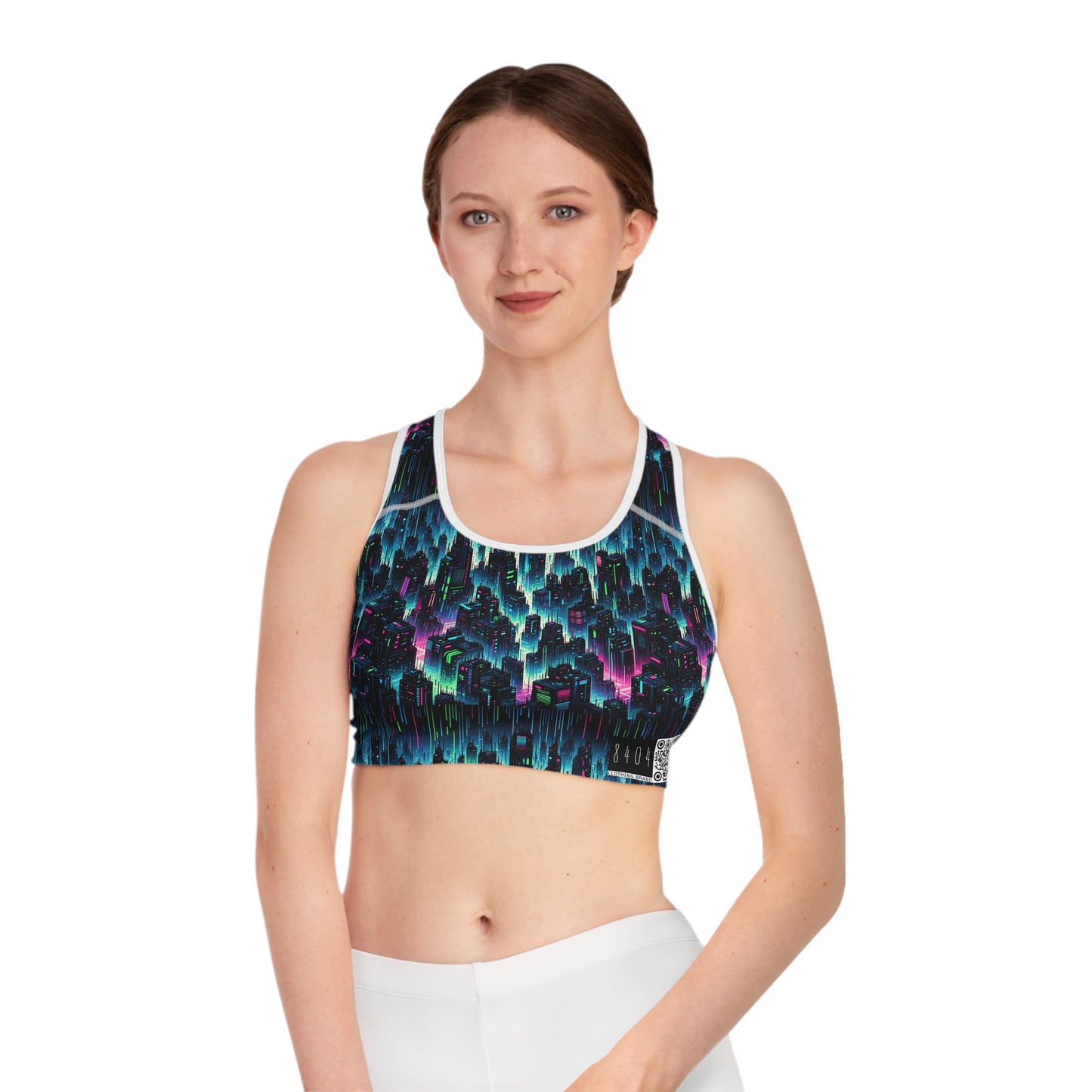 Tech Noir Graphics Cyberpunk Tech Aesthetic Sports Bra - 8404 Design-53