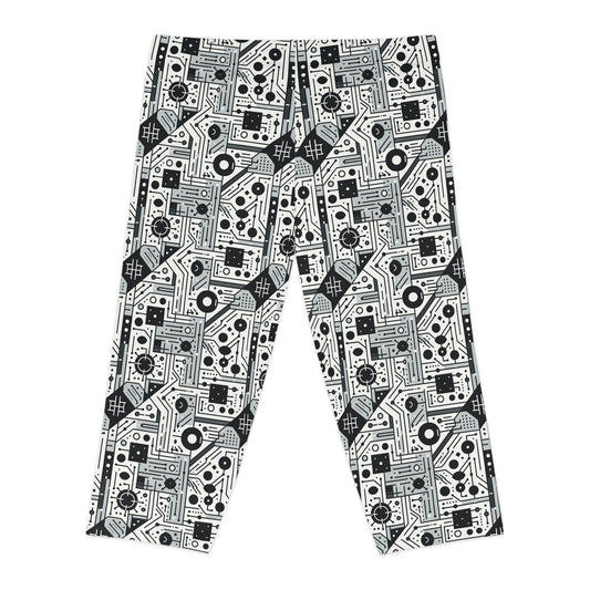 Digital Minimalism Minimalist Tech Women's Capri Leggings - 8404 Design-48