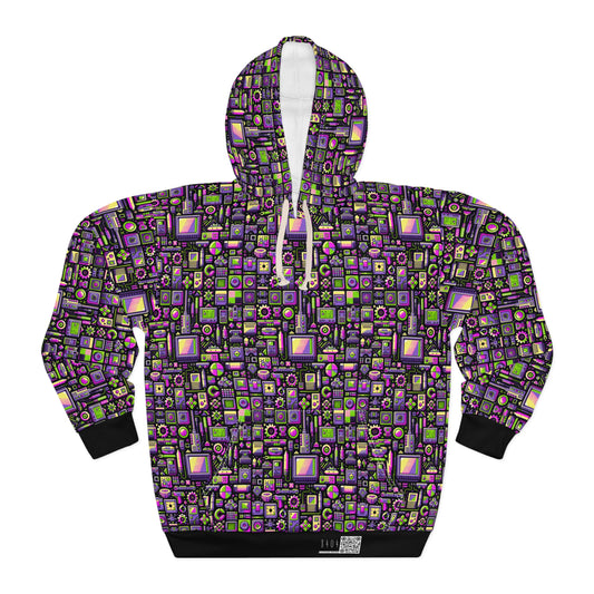 Digital Nostalgia Remix Modern Vintage Fusion Pullover Hoodie - 8404 Design-67