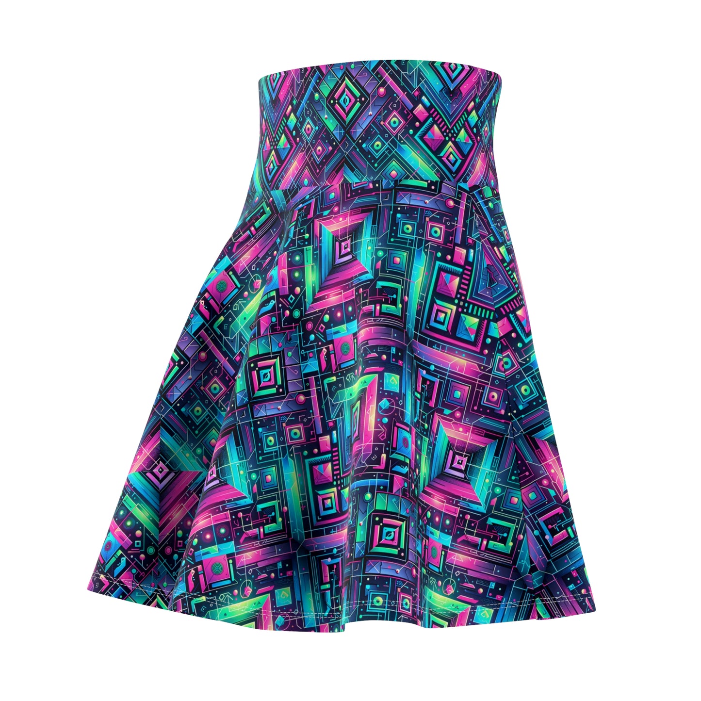 Tech-Infused Graphics Tech-Forward Streetwear Women's Skater Skirt - 8404 Design-52
