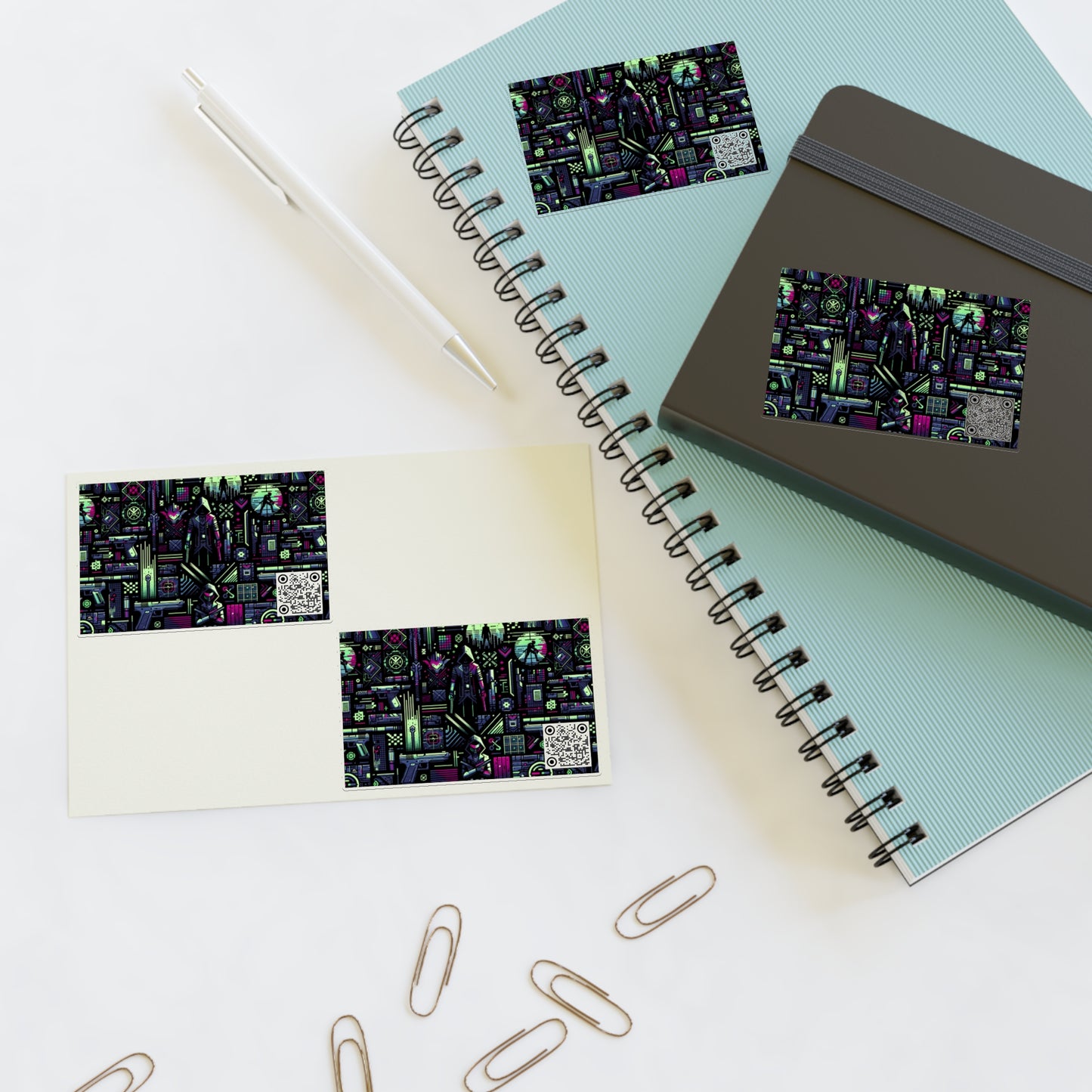 Tech Noir Futuristic Cyberpunk Sticker Sheets - 8404 Design-63