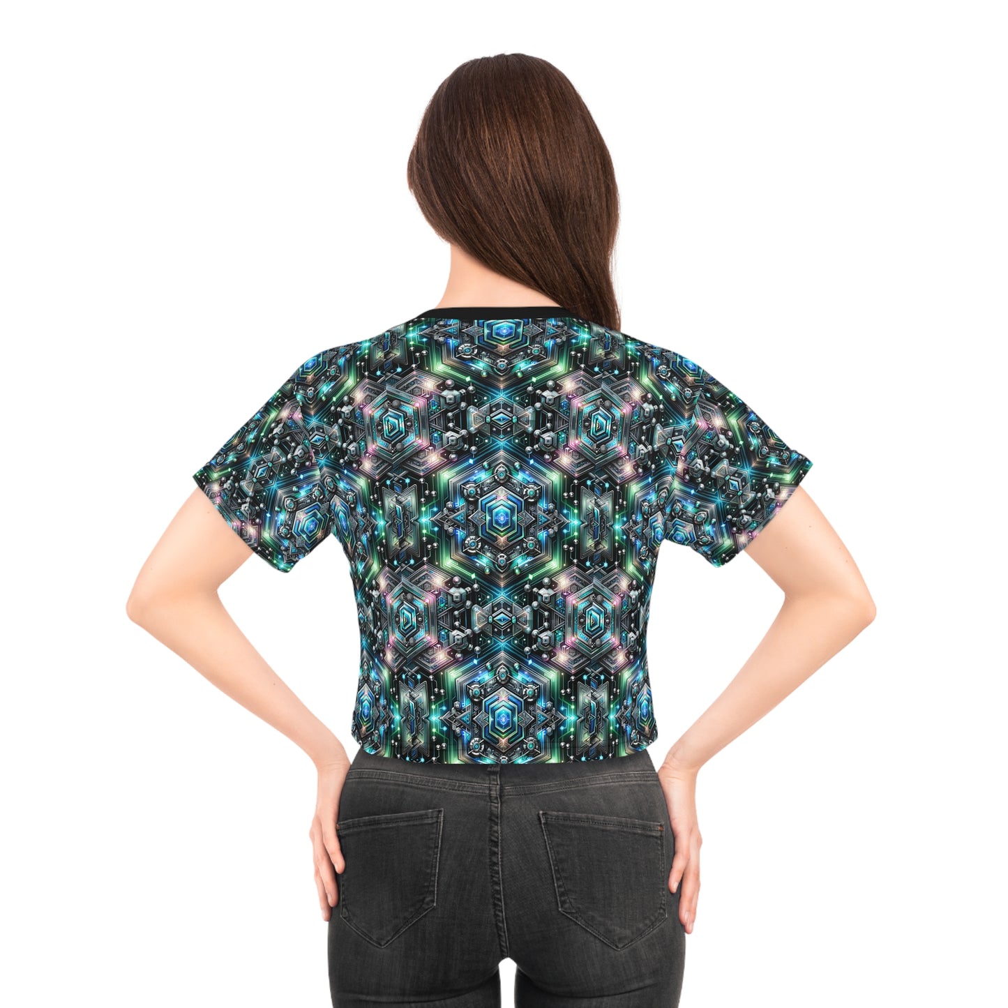 Tech-Infused Futurism Futuristic Tech Crop Tee - 8404 Design-63