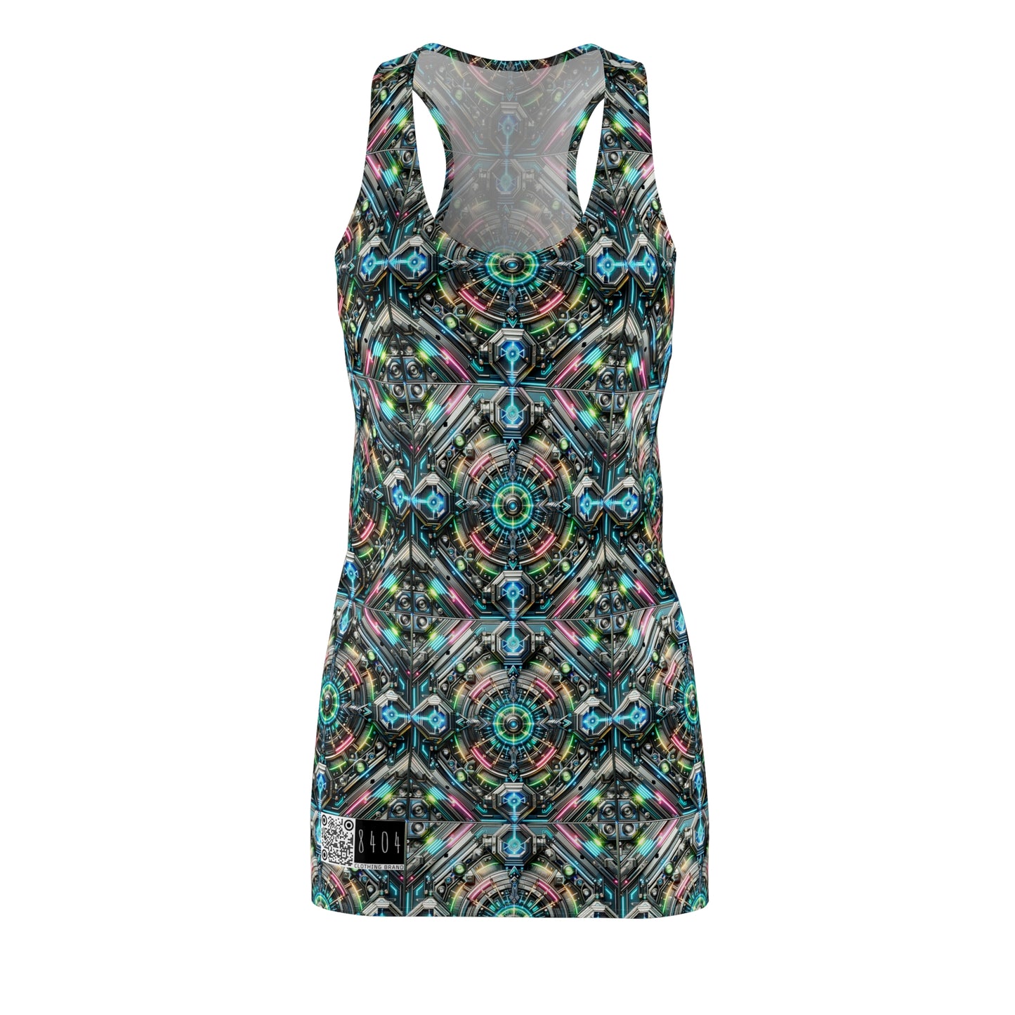 Tech-Infused Futurism Futuristic Tech Women's Cut & Sew Racerback Dress - 8404 Design-53