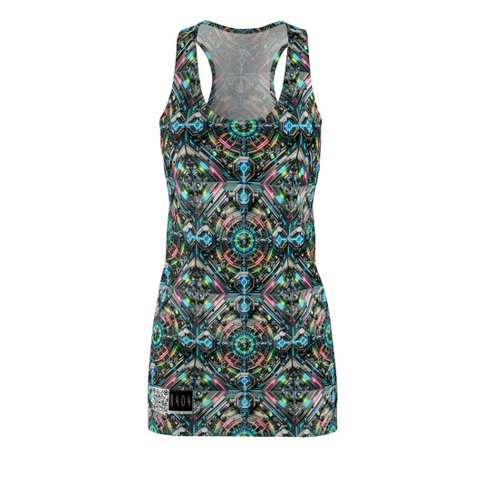 Tech-Infused Futurism Futuristic Tech Women's Cut & Sew Racerback Dress - 8404 Design-53