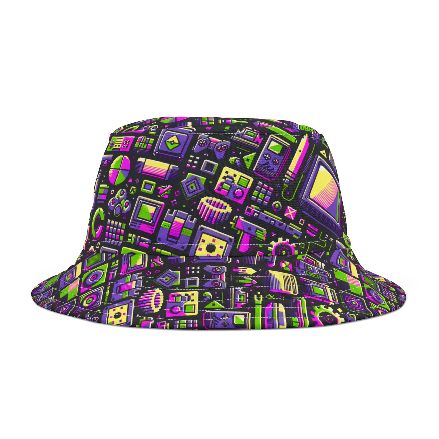 Digital Nostalgia Remix Modern Vintage Fusion Bucket Hat - 8404 Design-67