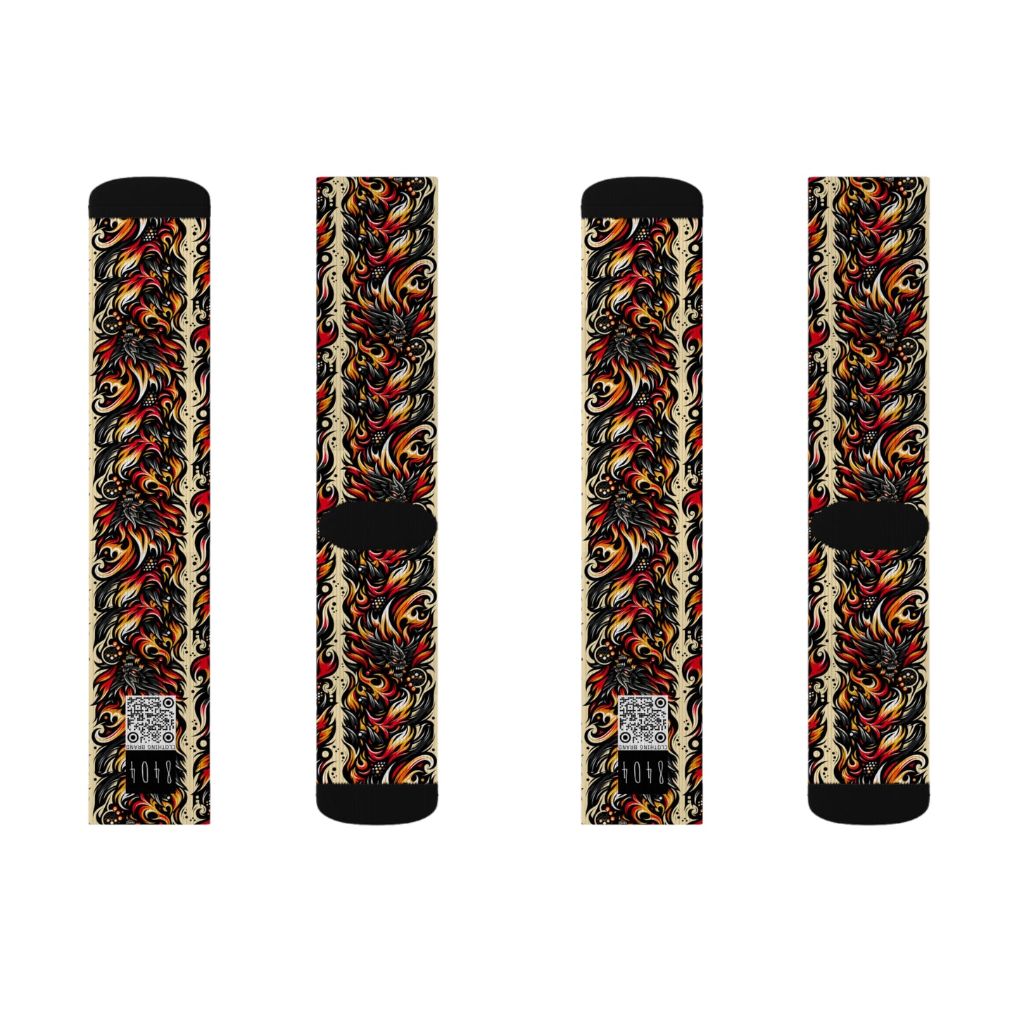 Flame Graphics Maximalist Streetwear Sublimation Socks - 8404 Design-65
