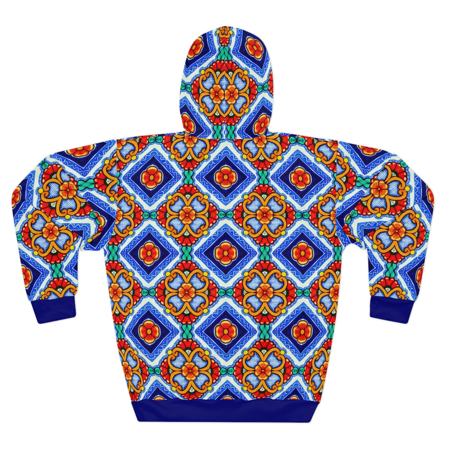 8404 Unisex Adult's "elegant Retro Mosaic" Fashion Pullover Hoodie in Blue