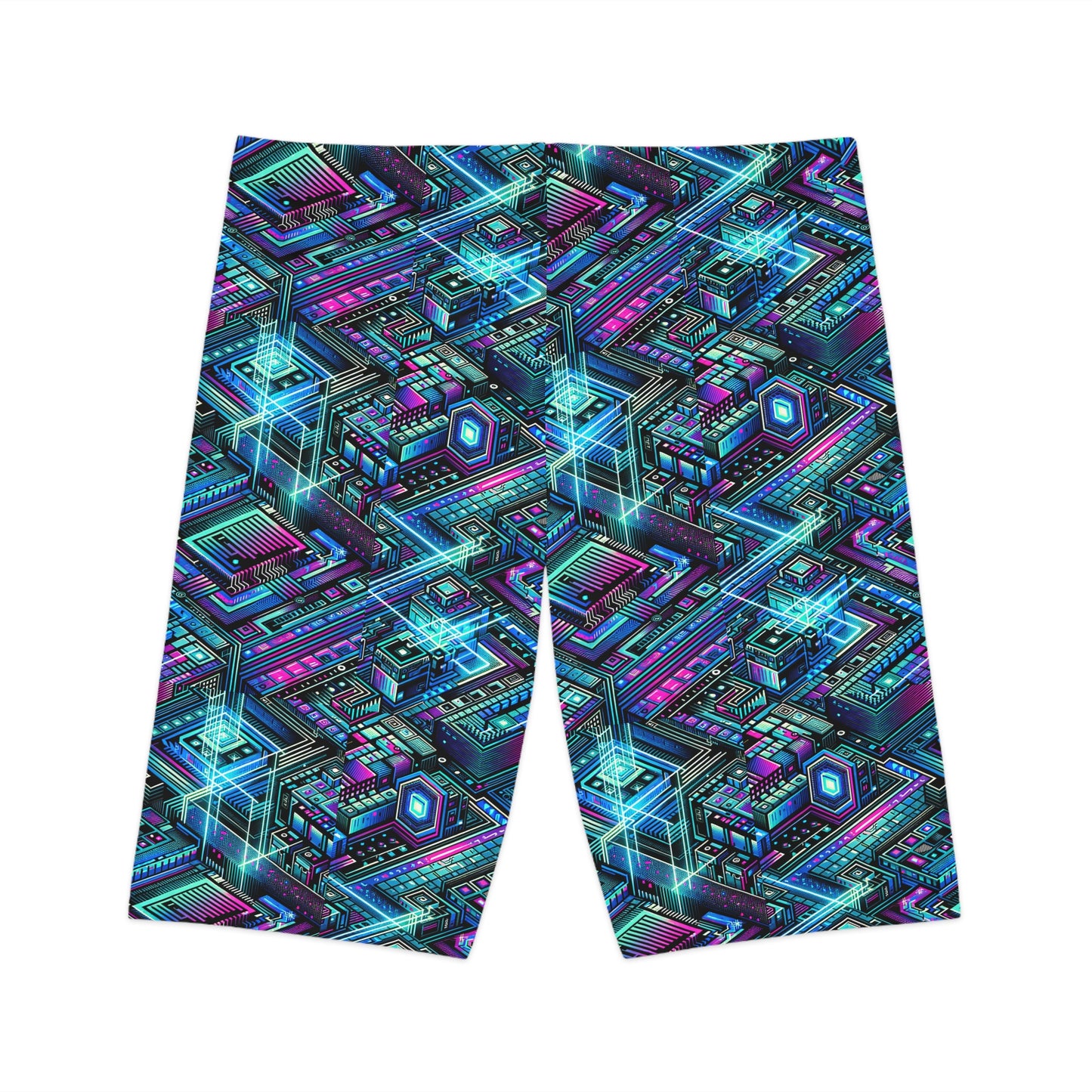 Digital Dreamland Futuristic Tech Aesthetic Women's Bike Shorts - 8404 Design-42