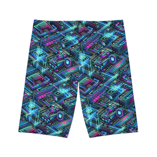 Digital Dreamland Futuristic Tech Aesthetic Women's Bike Shorts - 8404 Design-42