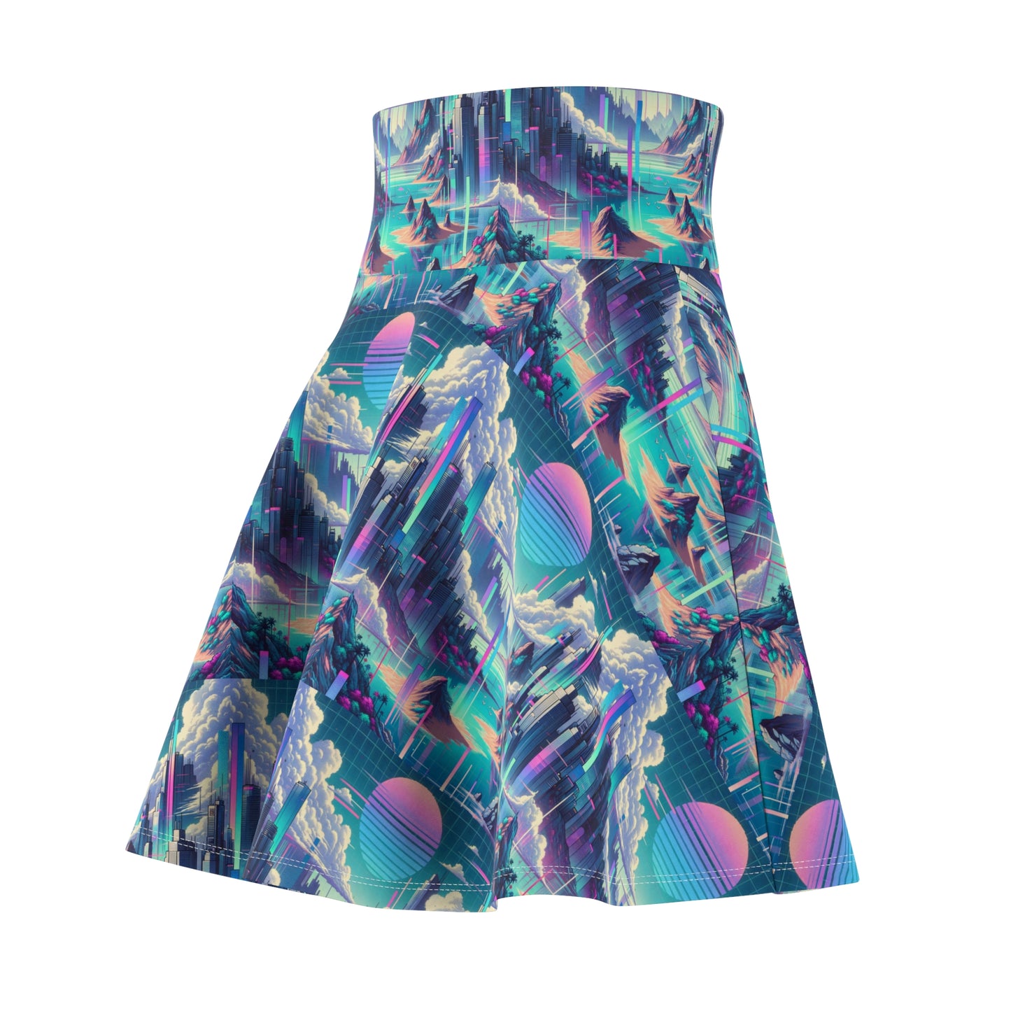 Digital Dreamscapes Digitally-Inspired Streetwear With a Dreamy, Surreal Twist Women's Skater Skirt - 8404 Design-53