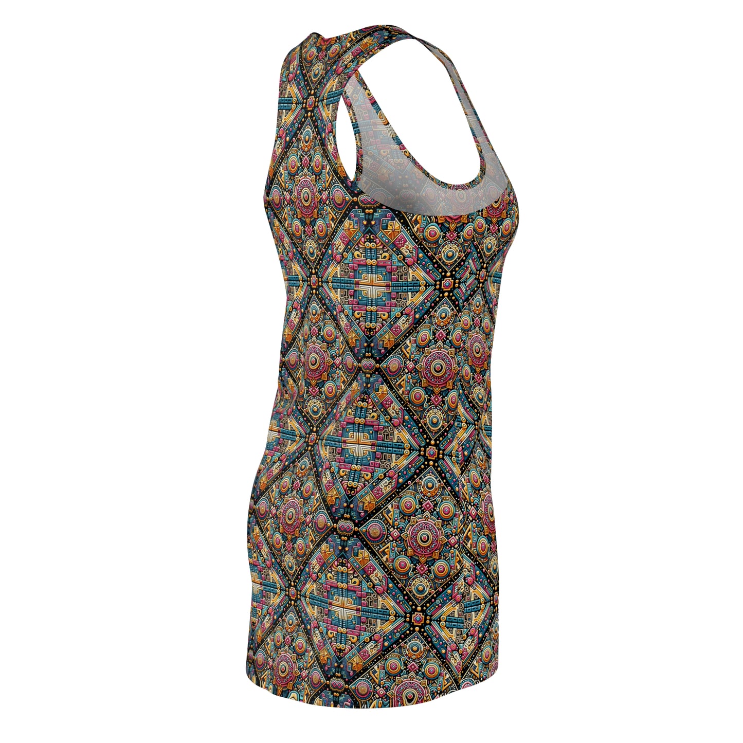 Cultural Fusion Tech Blend of Cultural Heritage With Tech-Inspired Elements Women's Cut & Sew Racerback Dress - 8404 Design-58