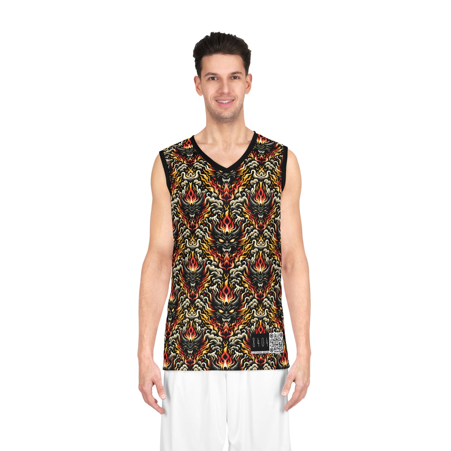 Flame Graphics Maximalist Streetwear Basketball Jersey - 8404 Design-59