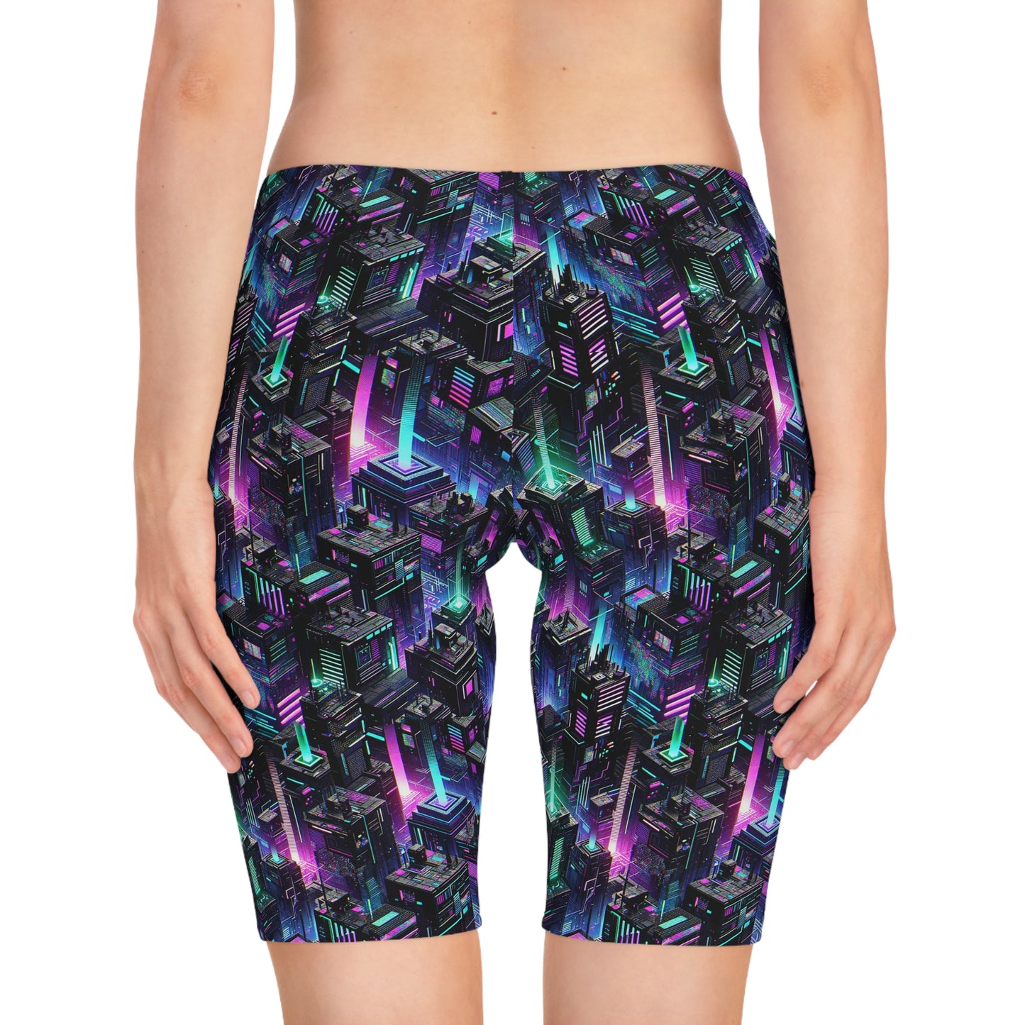 Tech Noir Graphics Futuristic Tech Aesthetics Women's Bike Shorts - 8404 Design-55