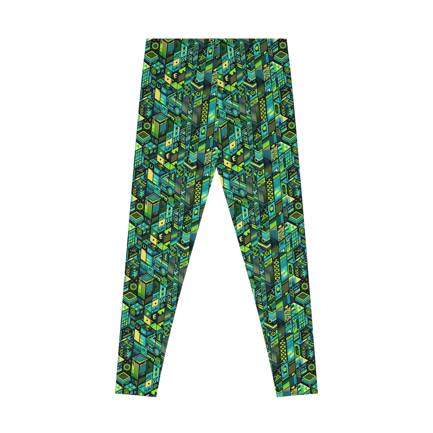 Tech-Infused Neon Tech-Forward Streetwear Stretch Leggings - 8404 Design-61