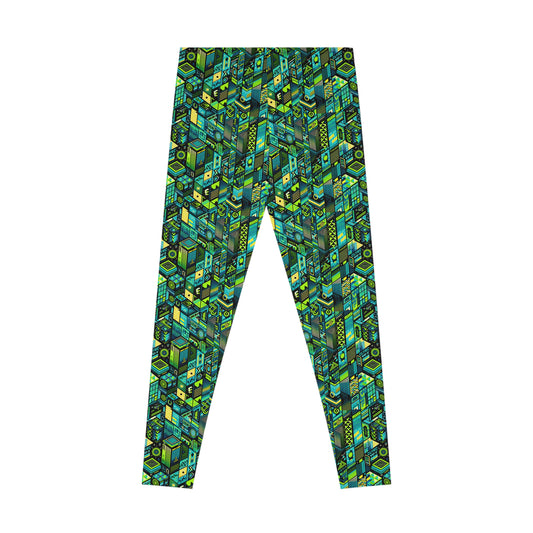 Tech-Infused Neon Tech-Forward Streetwear Stretch Leggings - 8404 Design-61