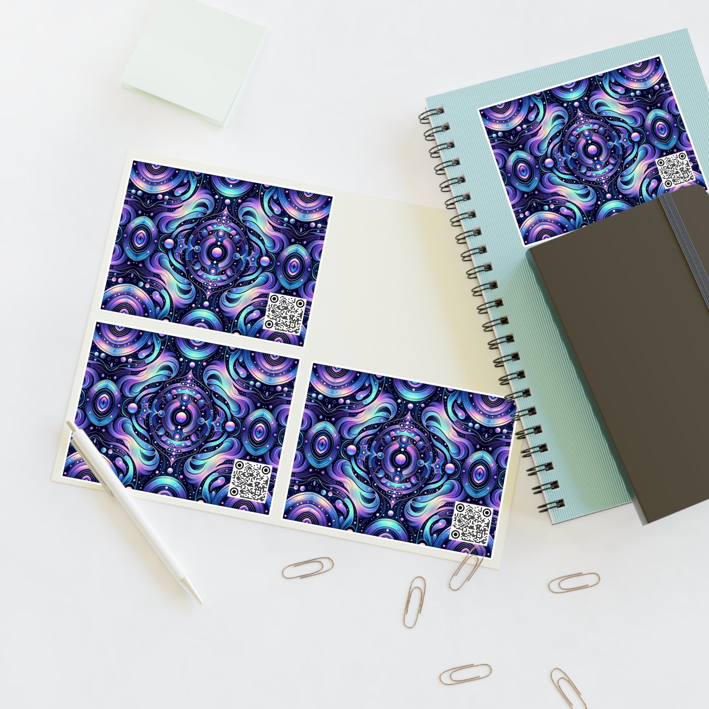 Iridescent Tech Fusion Tech-Forward Streetwear Sticker Sheets - 8404 Design-62