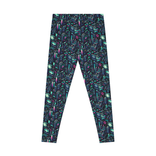 Digital Rebellion Tech-Inspired Streetwear Stretch Leggings - 8404 Design-58