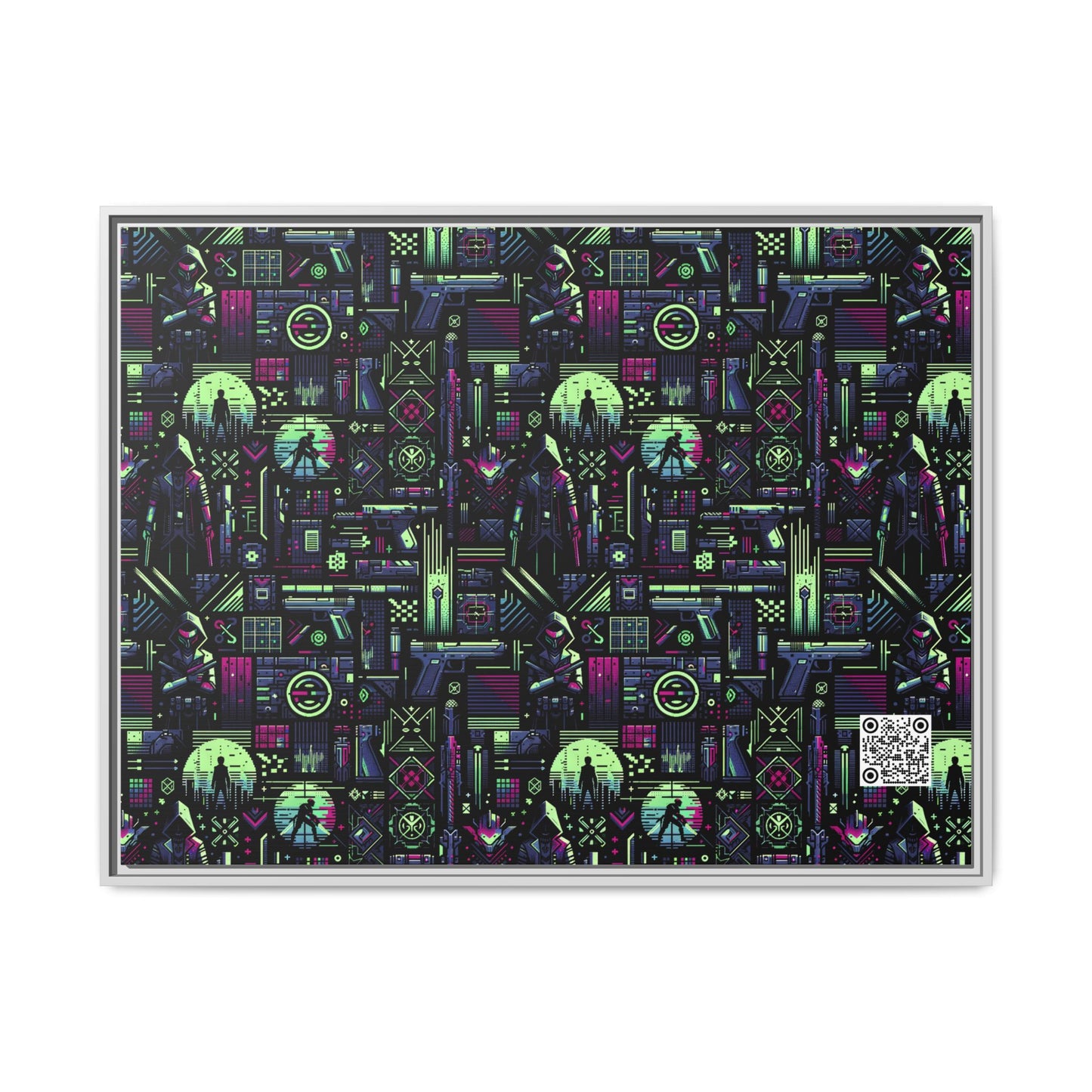 Tech Noir Futuristic Cyberpunk Matte Canvas, Framed (multi-Color) - 8404 Design-63 A