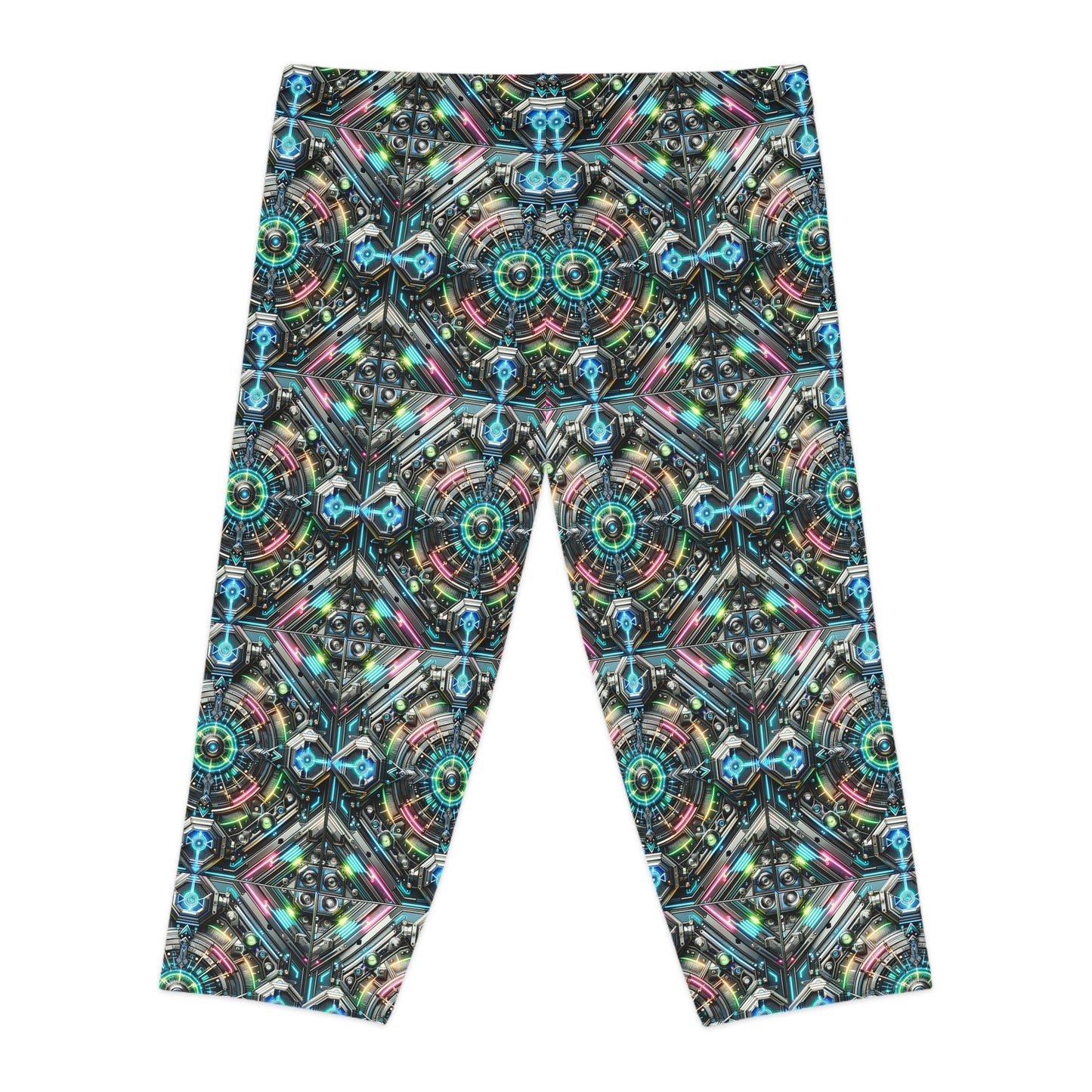 Tech-Infused Futurism Futuristic Tech Women's Capri Leggings - 8404 Design-53
