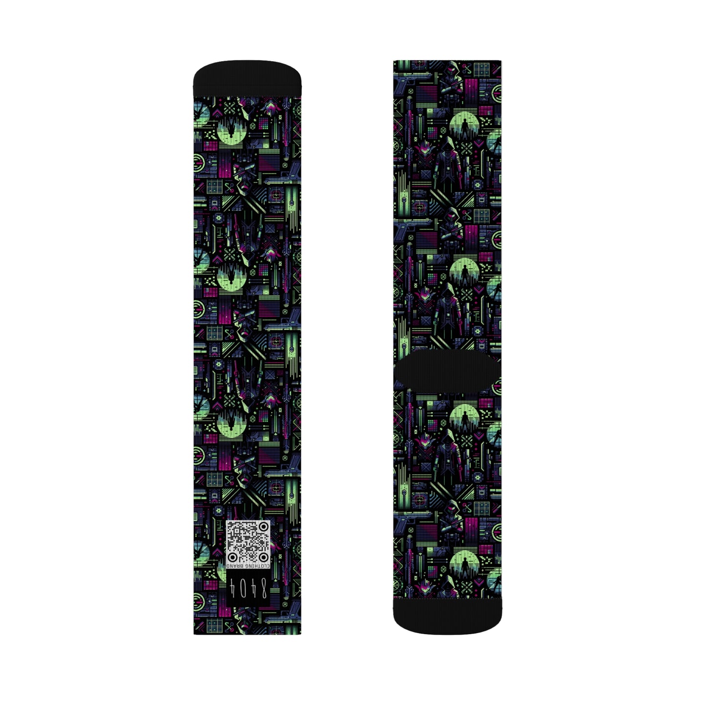 Tech Noir Futuristic Cyberpunk Sublimation Socks - 8404 Design-63