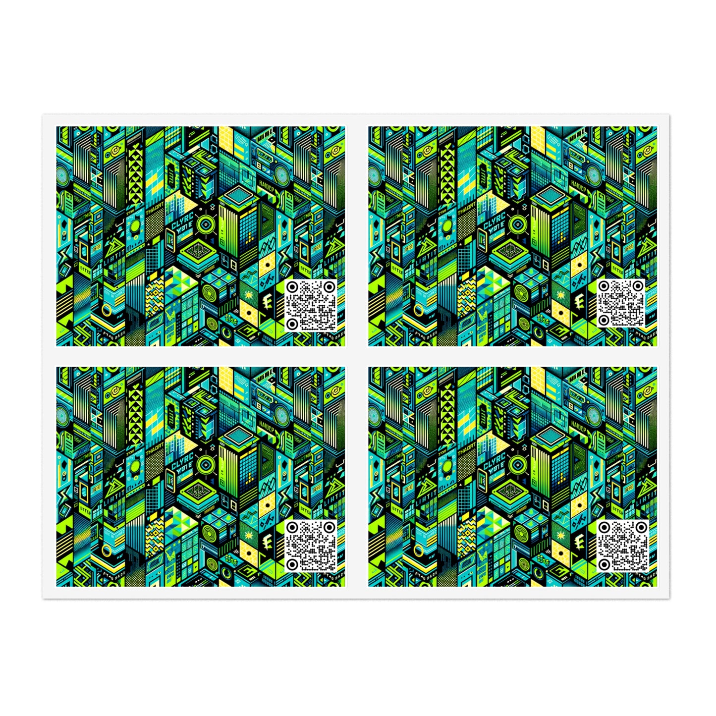 Tech-Infused Neon Tech-Forward Streetwear Sticker Sheets - 8404 Design-61