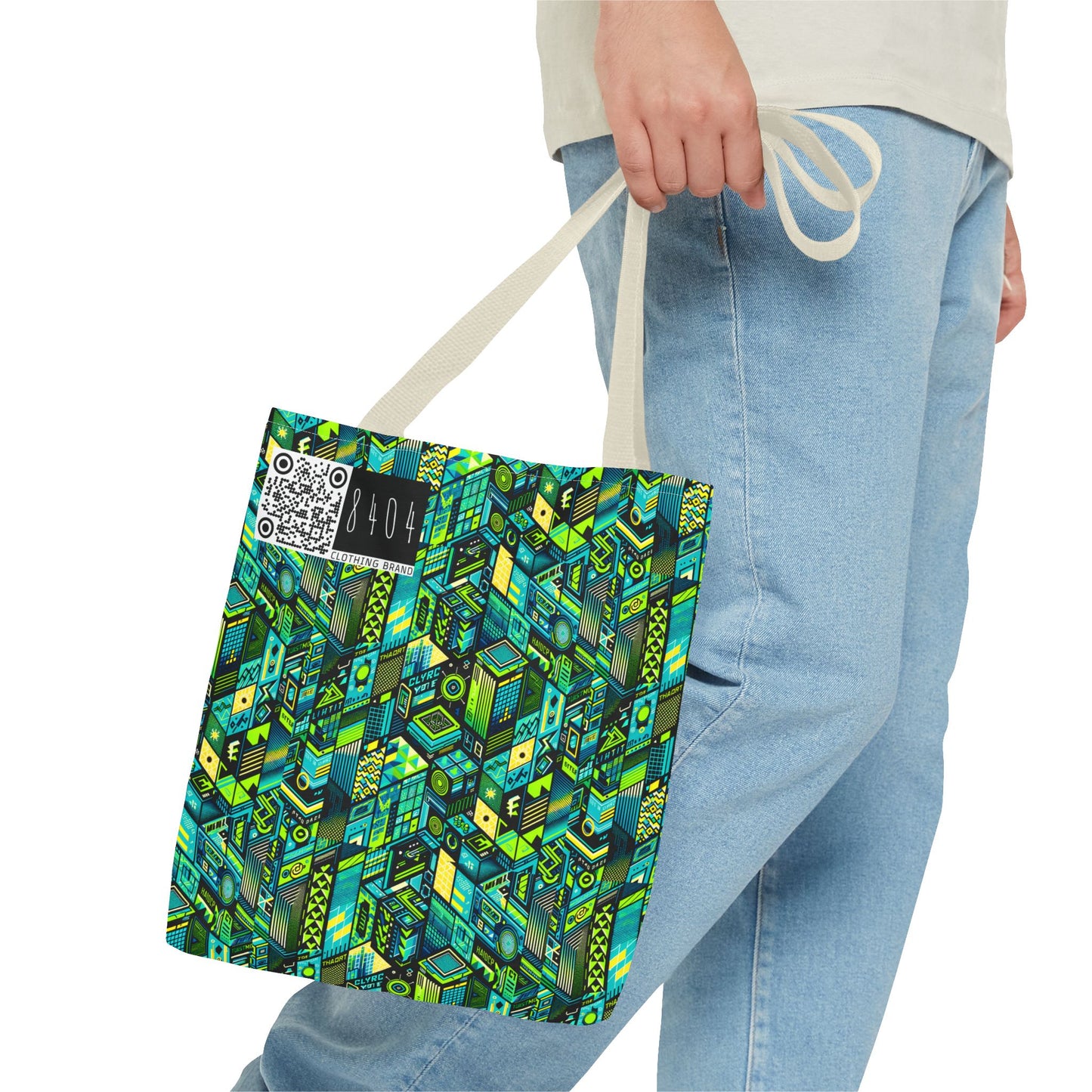 Tech-Infused Neon Tech-Forward Streetwear Tote Bag - 8404 Design-61